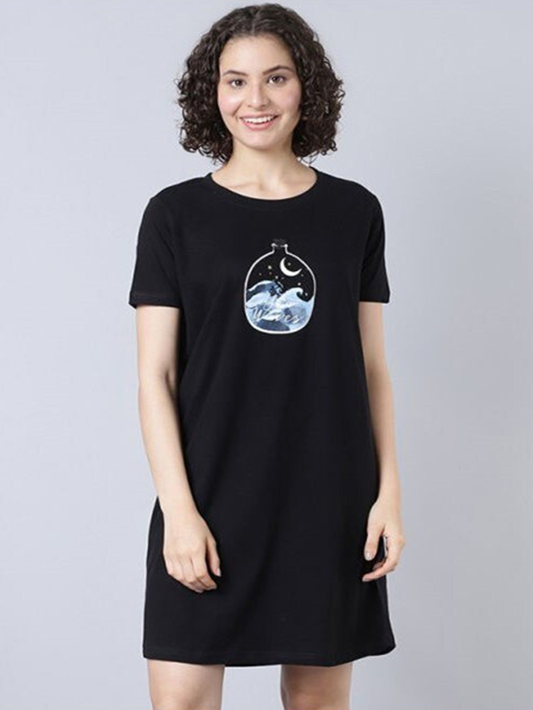 Aila Graphic Printed T-shirt Nightdress, Black
Aila Graphic Printed T-shirt Nightdress, Black