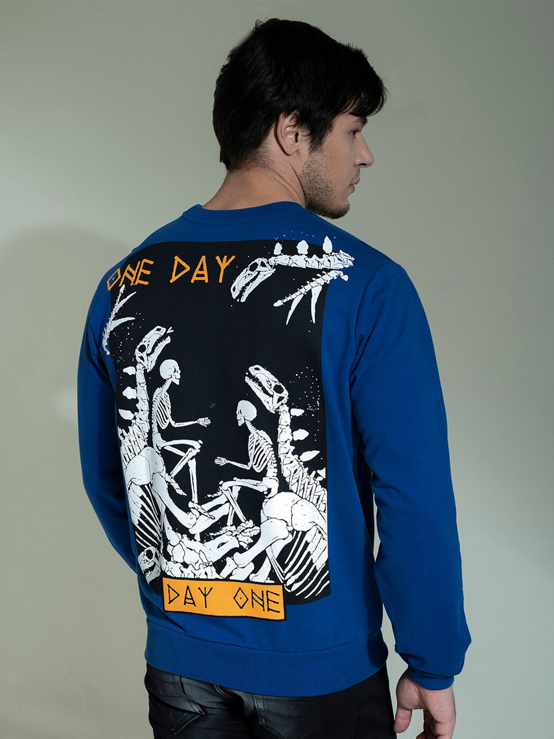 PUNK Graphic Printed Long Sleeves Cotton Pullover Sweatshirt, Blue 
PUNK Graphic Printed Long Sleeves Cotton Pullover Sweatshirt, Blue