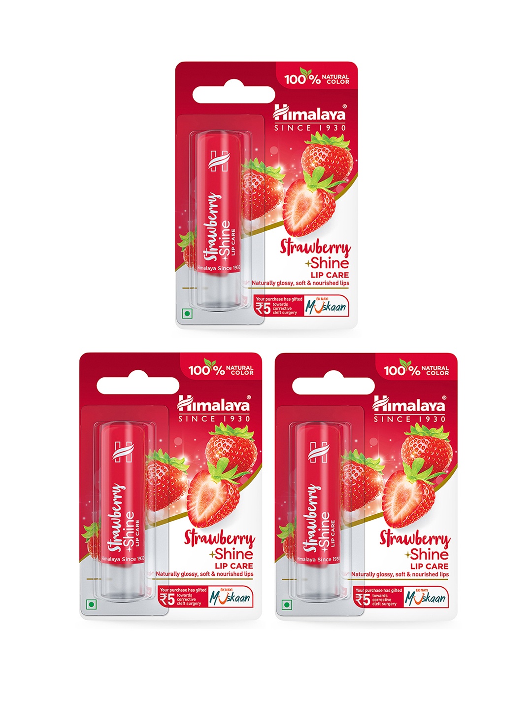 Himalaya Set Of 3 Strawberry Shine Lip Care For Glossy & Nourished Lips - 4.5g Each, Red
Himalaya Set Of 3 Strawberry Shine Lip Care For Glossy & Nourished Lips - 4.5g Each, Red