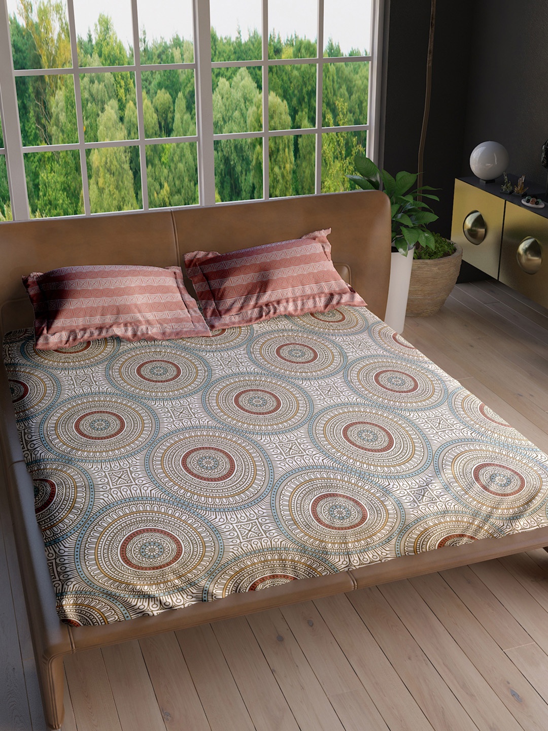 LABHAM Insignia Beige & Maroon Floral Pure Cotton 180 TC King Bedsheet & 2 Pillow Covers, Green
LABHAM Insignia Beige & Maroon Floral Pure Cotton 180 TC King Bedsheet & 2 Pillow Covers, Green