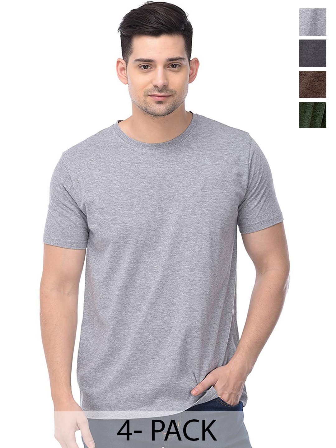COLOR CAPITAL Unisex Pack Of 4 Round Neck Regular Sleeves Cotton Regular T-shirt, Grey
COLOR CAPITAL Unisex Pack Of 4 Round Neck Regular Sleeves Cotton Regular T-shirt, Grey