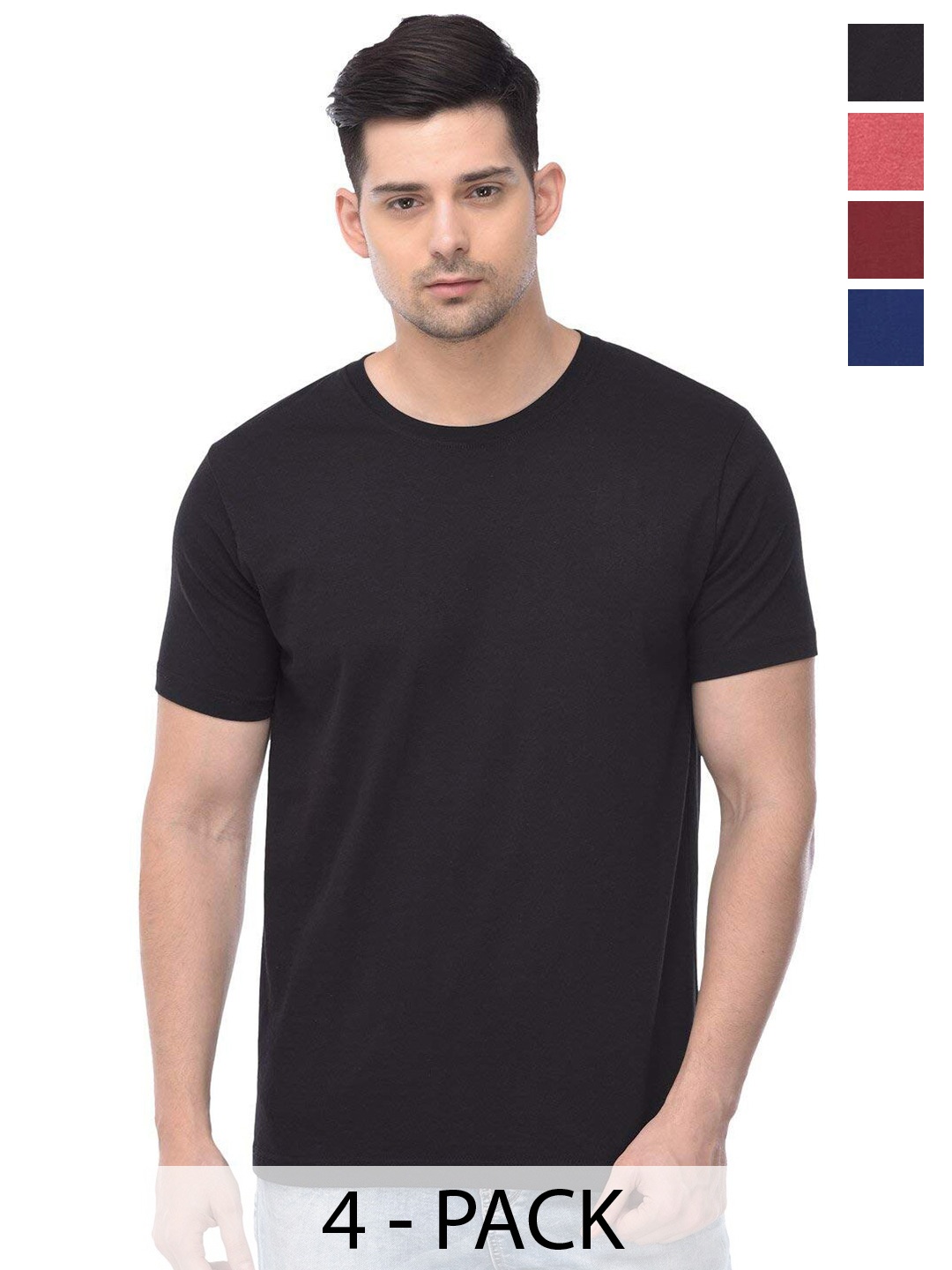 COLOR CAPITAL Unisex Pack Of 4 Round Neck Regular Sleeves Cotton Regular T-shirt, Black
COLOR CAPITAL Unisex Pack Of 4 Round Neck Regular Sleeves Cotton Regular T-shirt, Black