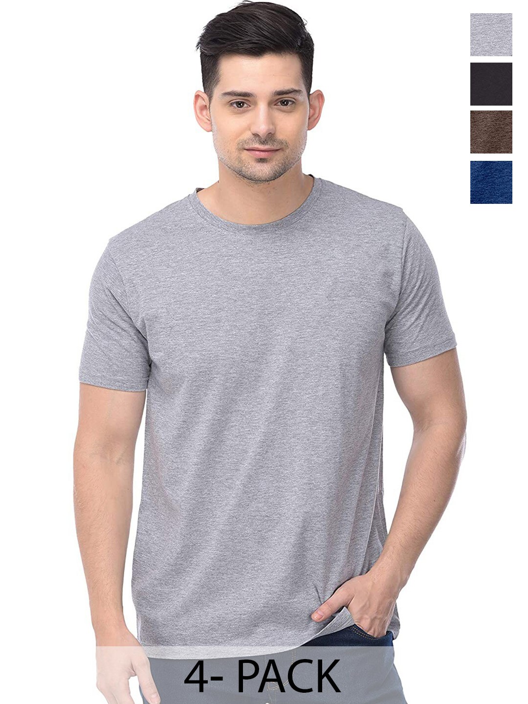 COLOR CAPITAL Unisex Pack Of 4 Round Neck Regular Sleeves Cotton Regular T-shirt, Grey
COLOR CAPITAL Unisex Pack Of 4 Round Neck Regular Sleeves Cotton Regular T-shirt, Grey