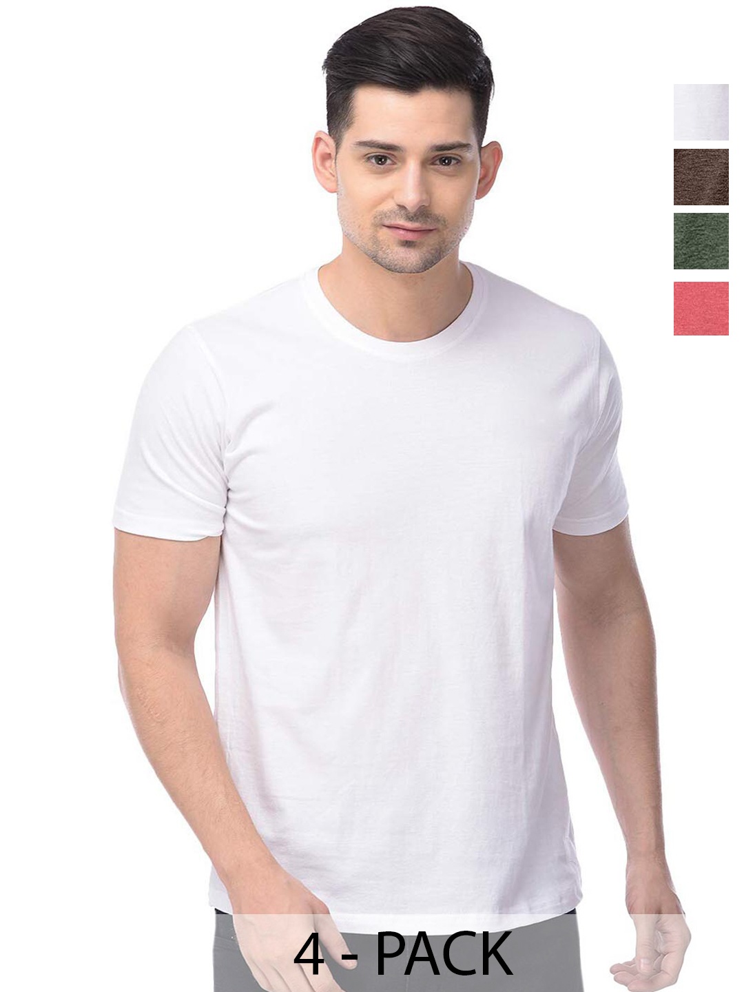 COLOR CAPITAL Unisex White & Brown Pack Of 4 Round Neck Short Sleeves Cotton T-shirts
COLOR CAPITAL Unisex White & Brown Pack Of 4 Round Neck Short Sleeves Cotton T-shirts