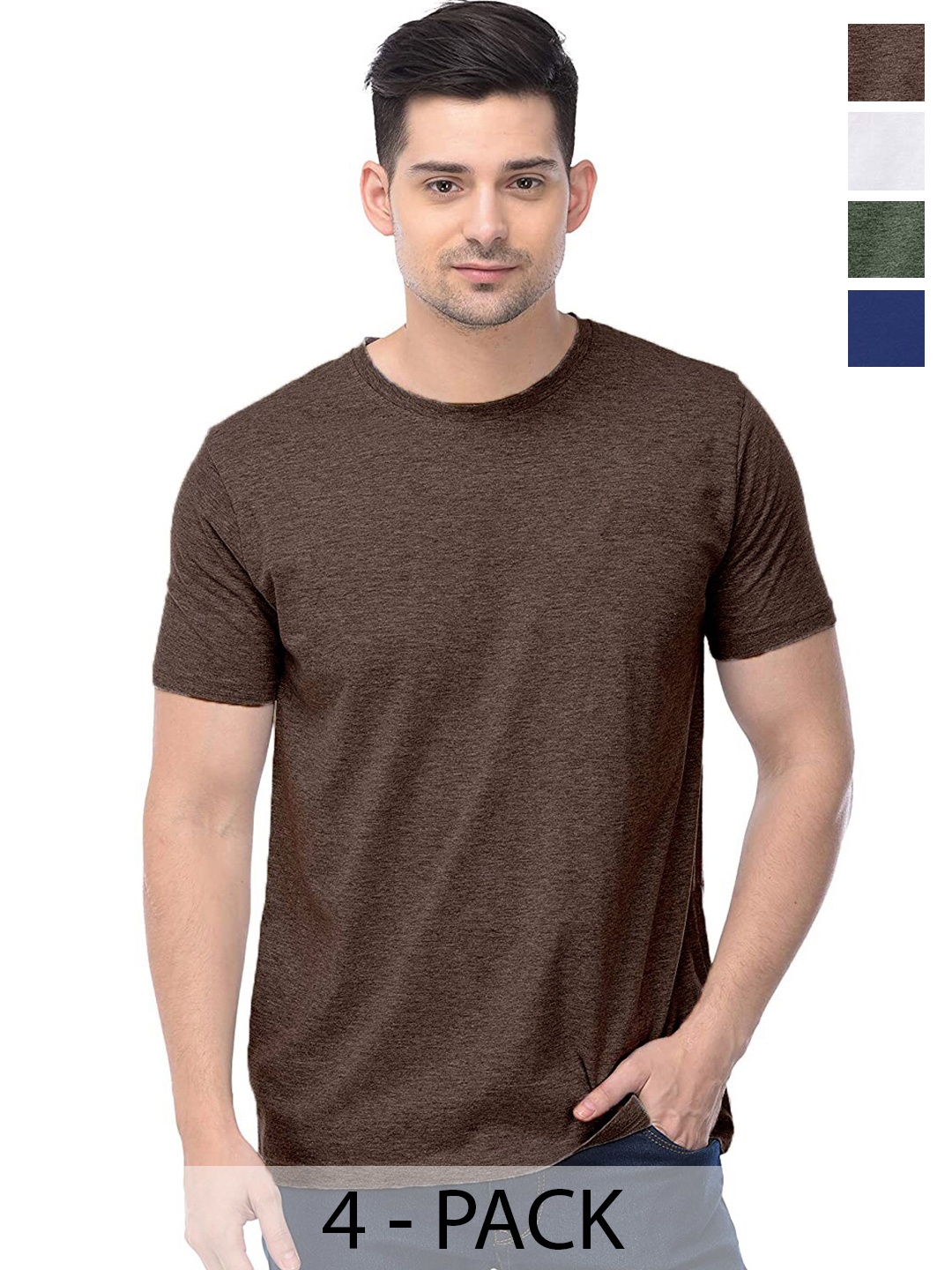 COLOR CAPITAL Unisex Brown & White Pack Of 4 Round Neck Short Sleeves Cotton T-shirts
COLOR CAPITAL Unisex Brown & White Pack Of 4 Round Neck Short Sleeves Cotton T-shirts