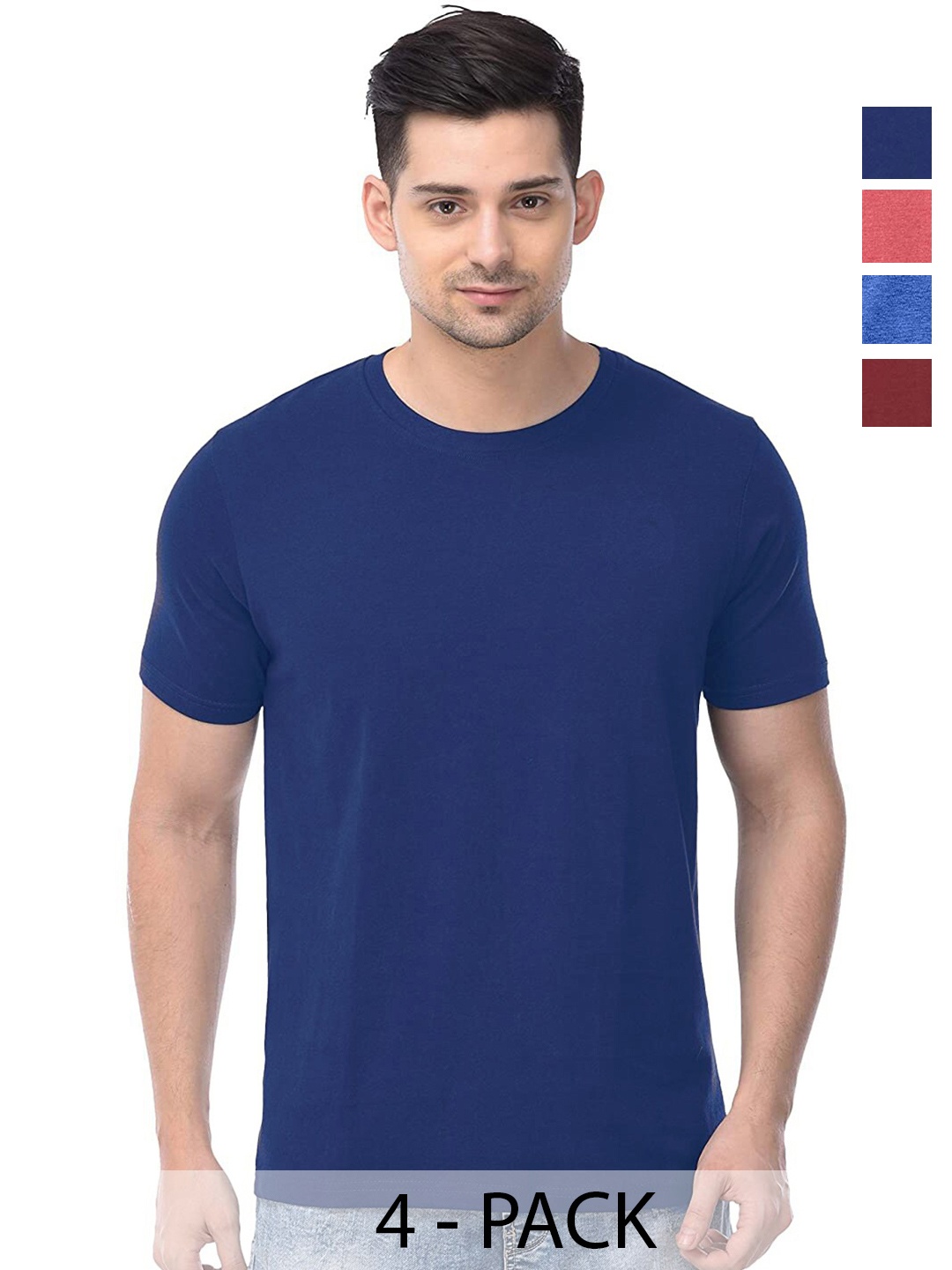 COLOR CAPITAL Unisex Pack Of 4 Round Neck Short Sleeves Cotton T-shirt, Navy blue
COLOR CAPITAL Unisex Pack Of 4 Round Neck Short Sleeves Cotton T-shirt, Navy blue