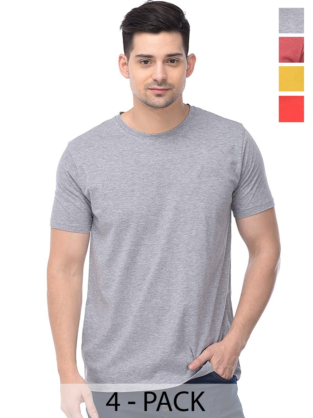 COLOR CAPITAL Unisex Pack Of 4 Round Neck Short Sleeves Cotton T-shirts, Grey melange
COLOR CAPITAL Unisex Pack Of 4 Round Neck Short Sleeves Cotton T-shirts, Grey melange