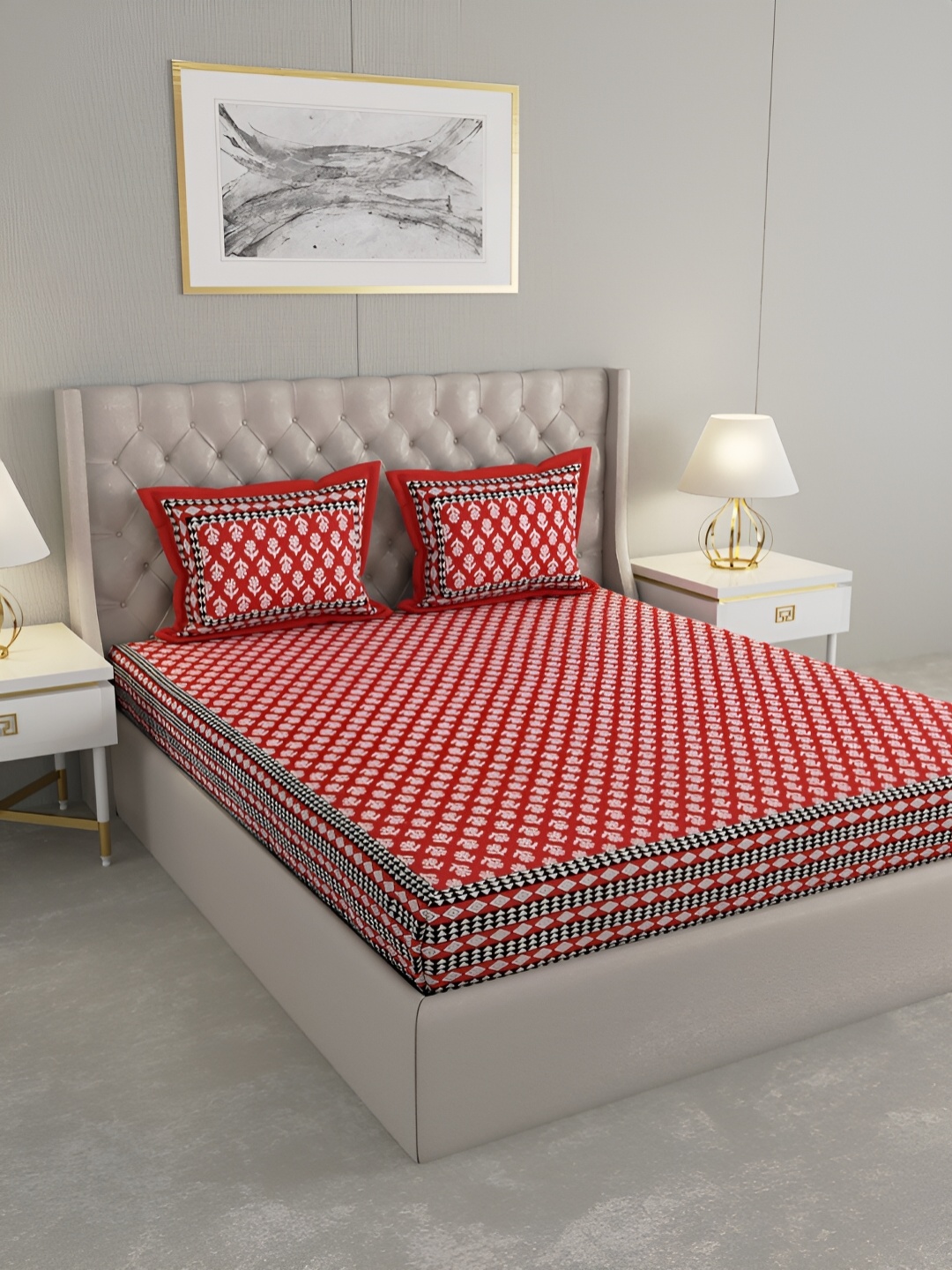 Wayne Martin Red & White Floral Printed Cotton 330 TC King Bedsheet With 2 Pillow Covers
Wayne Martin Red & White Floral Printed Cotton 330 TC King Bedsheet With 2 Pillow Covers