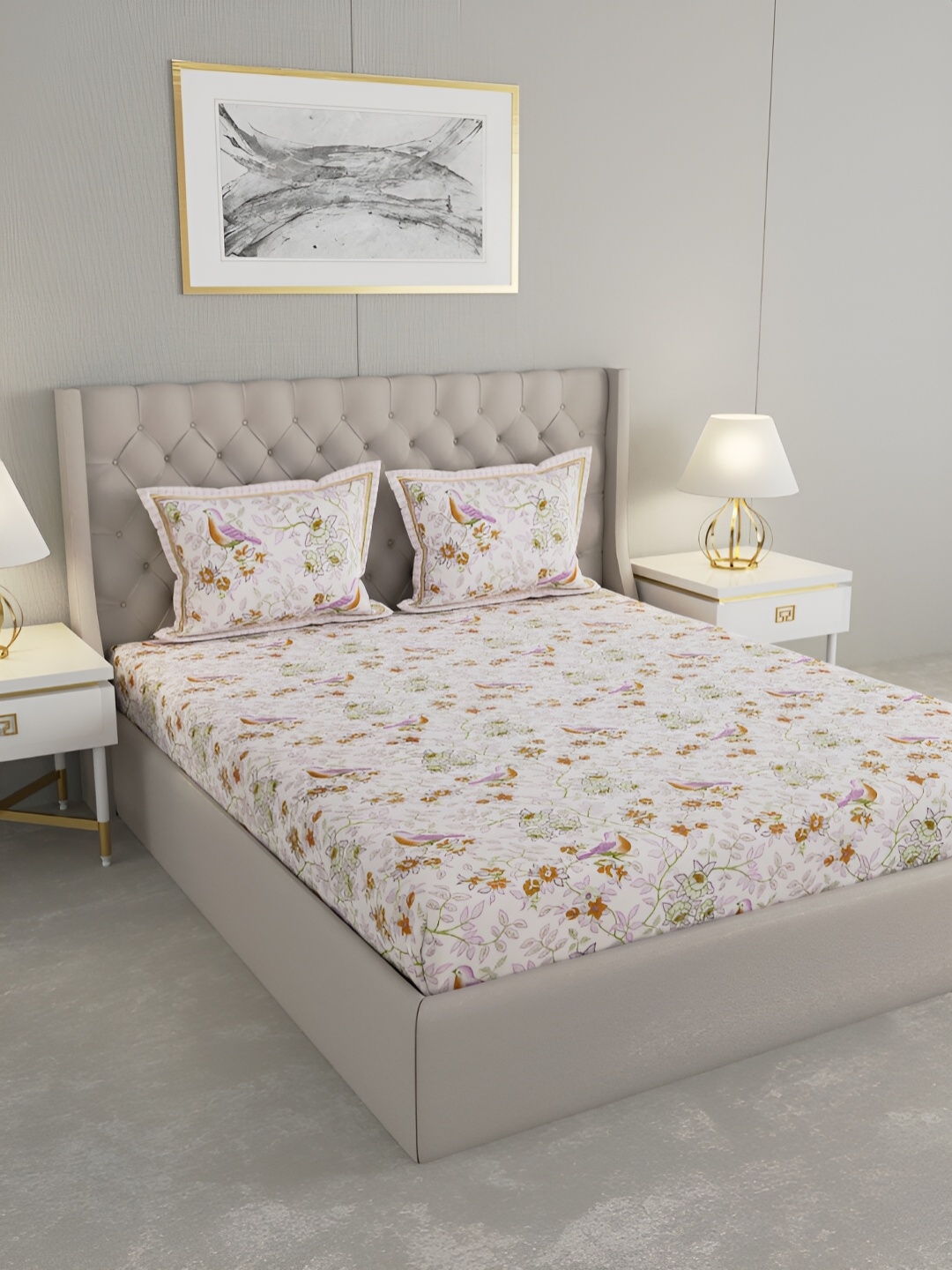 Wayne Martin Off White & Brown Floral Cotton 330 TC King Bedsheet With 2 Pillow Covers
Wayne Martin Off White & Brown Floral Cotton 330 TC King Bedsheet With 2 Pillow Covers