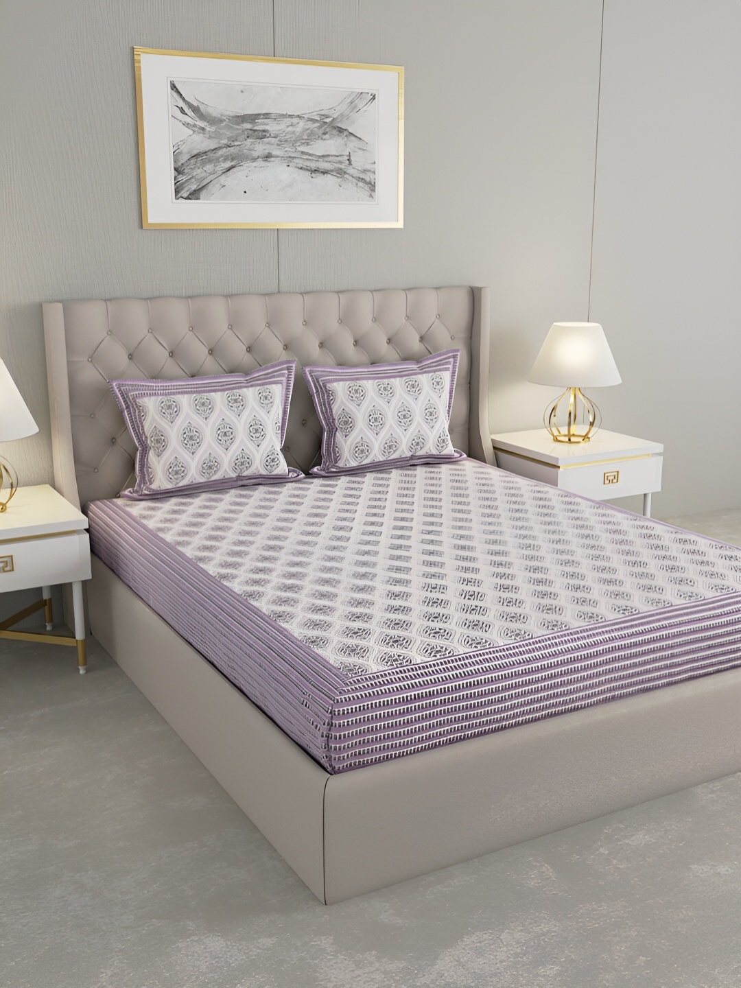 Wayne Martin Purple and White Floral 330 TC King Bedsheet with 2 Pillow Covers
Wayne Martin Purple and White Floral 330 TC King Bedsheet with 2 Pillow Covers