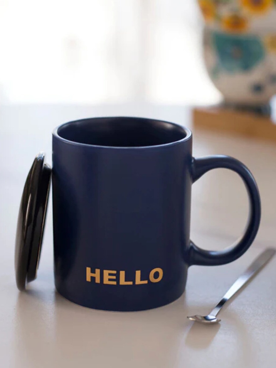THEDECORKART Multicoloured Solid Ceramic Fashion Set of Cups and Mugs, Navy blue