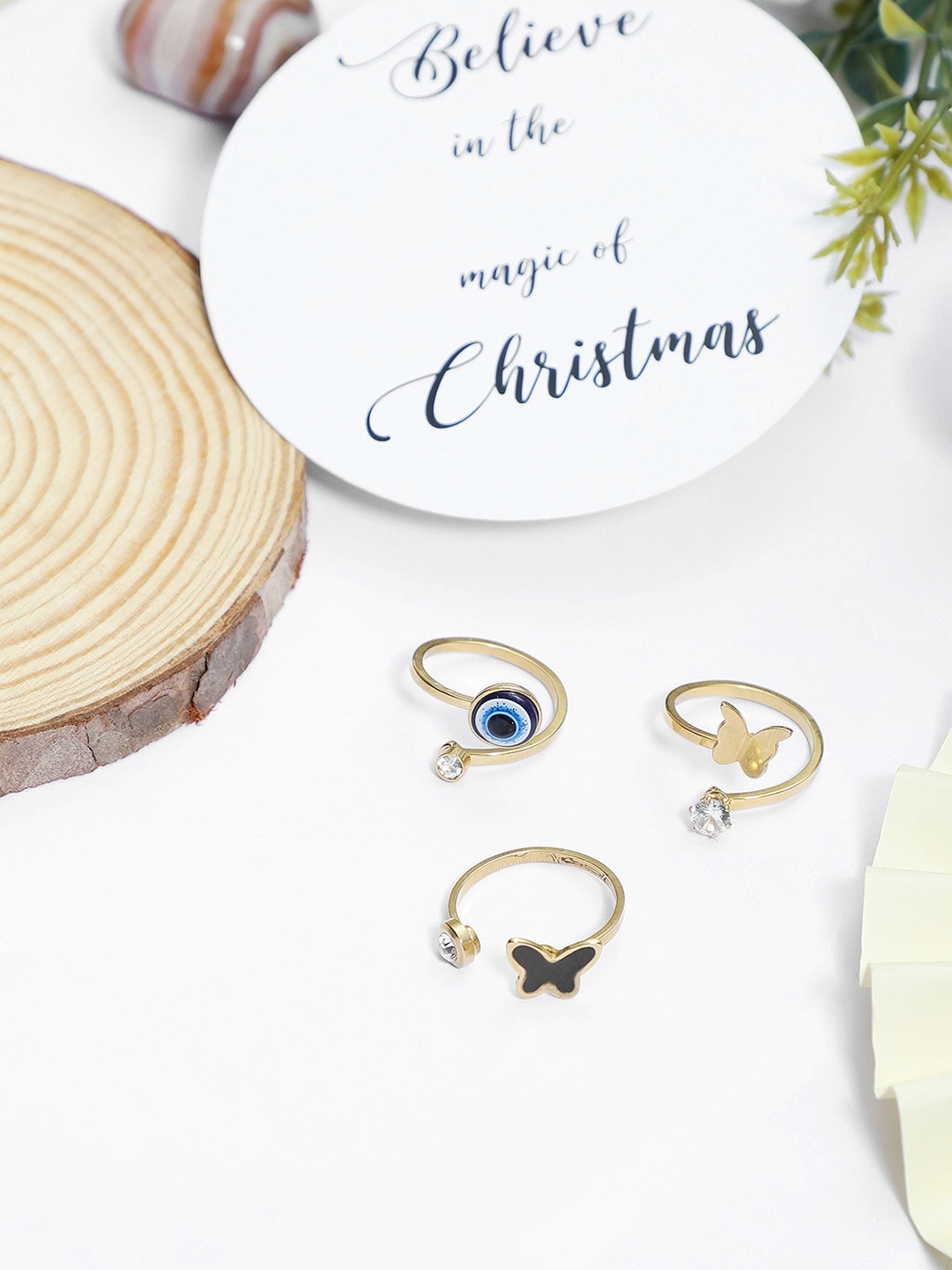 EL REGALO Set of 3 Stainless Steel Stones Studded Enamelled Adjustable Finger Ring, Gold
EL REGALO Set of 3 Stainless Steel Stones Studded Enamelled Adjustable Finger Ring, Gold