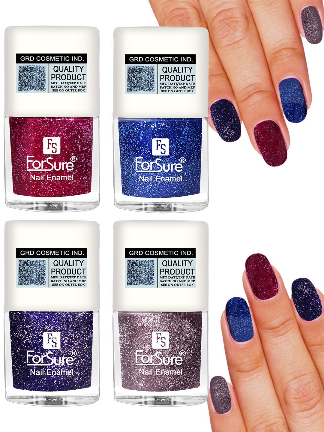 ForSure Set of 4 High Shine Glitter Long Lasting Nail Enamel 5 ml each - Shade 92-93-94-96, Multi
ForSure Set of 4 High Shine Glitter Long Lasting Nail Enamel 5 ml each - Shade 92-93-94-96, Multi