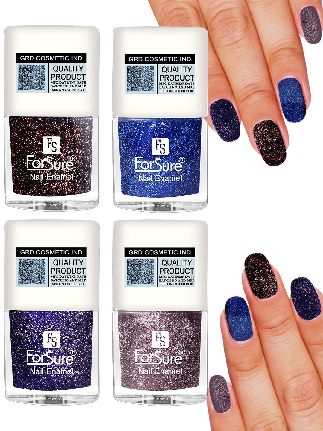 ForSure Set of 4 High Shine Glitter Long Lasting Nail Enamel 5 ml each - Shade 92-93-94-95, Multi
ForSure Set of 4 High Shine Glitter Long Lasting Nail Enamel 5 ml each - Shade 92-93-94-95, Multi