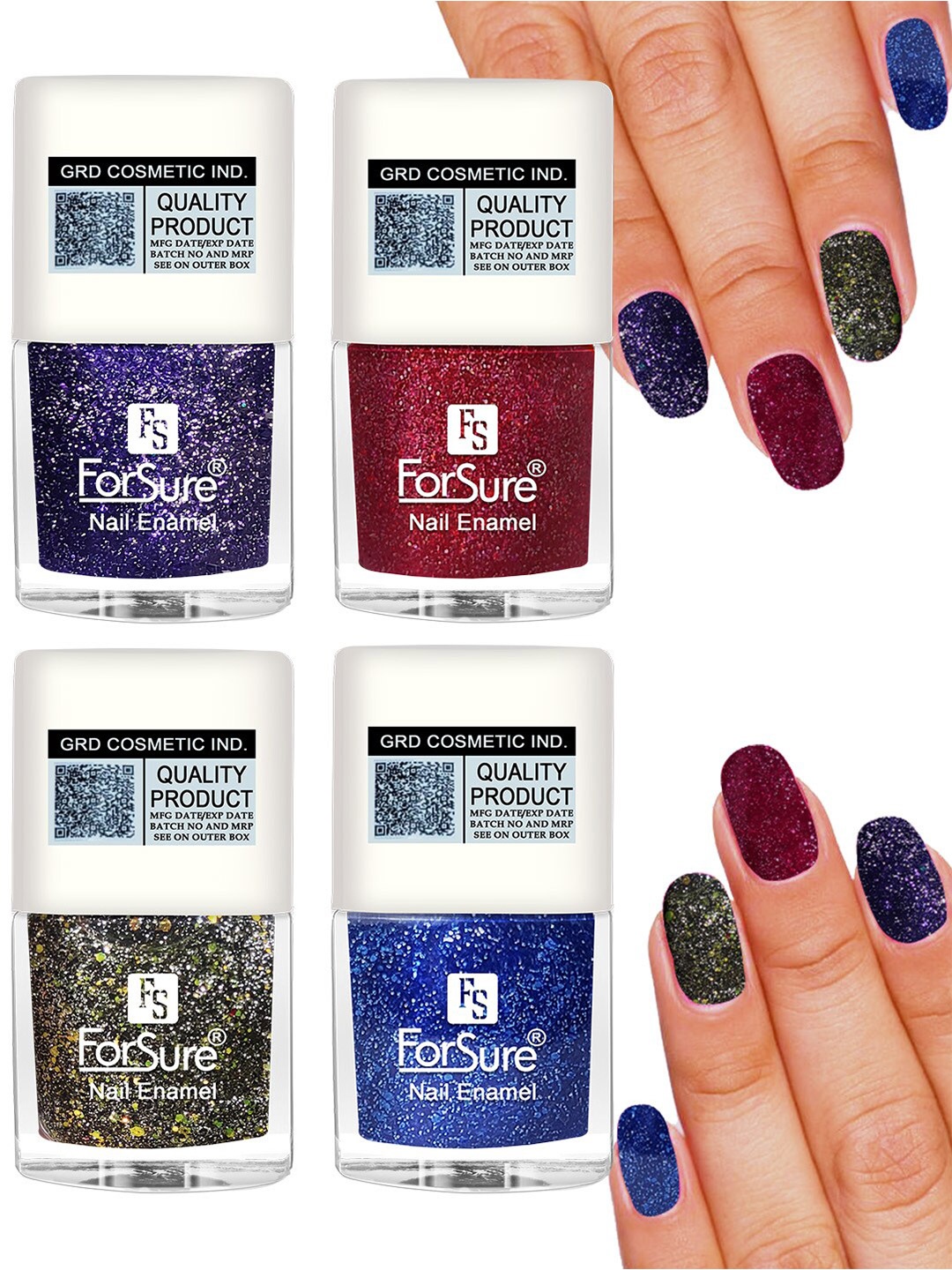 ForSure Set of 4 High Shine Glitter Long Lasting Nail Enamel 5 ml each - Shade 90-91-92-93, Multi
ForSure Set of 4 High Shine Glitter Long Lasting Nail Enamel 5 ml each - Shade 90-91-92-93, Multi