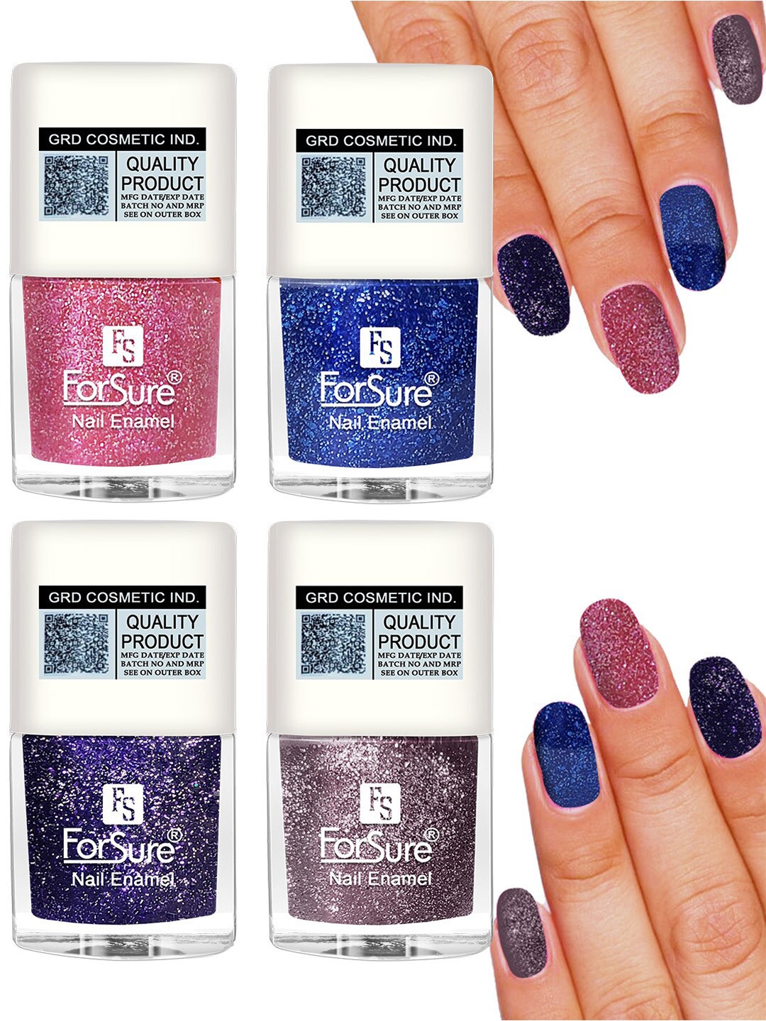 ForSure Set of 4 High Shine Glitter Long Lasting Nail Enamel 5 ml each - Shade 92-93-94-97, Multi
ForSure Set of 4 High Shine Glitter Long Lasting Nail Enamel 5 ml each - Shade 92-93-94-97, Multi