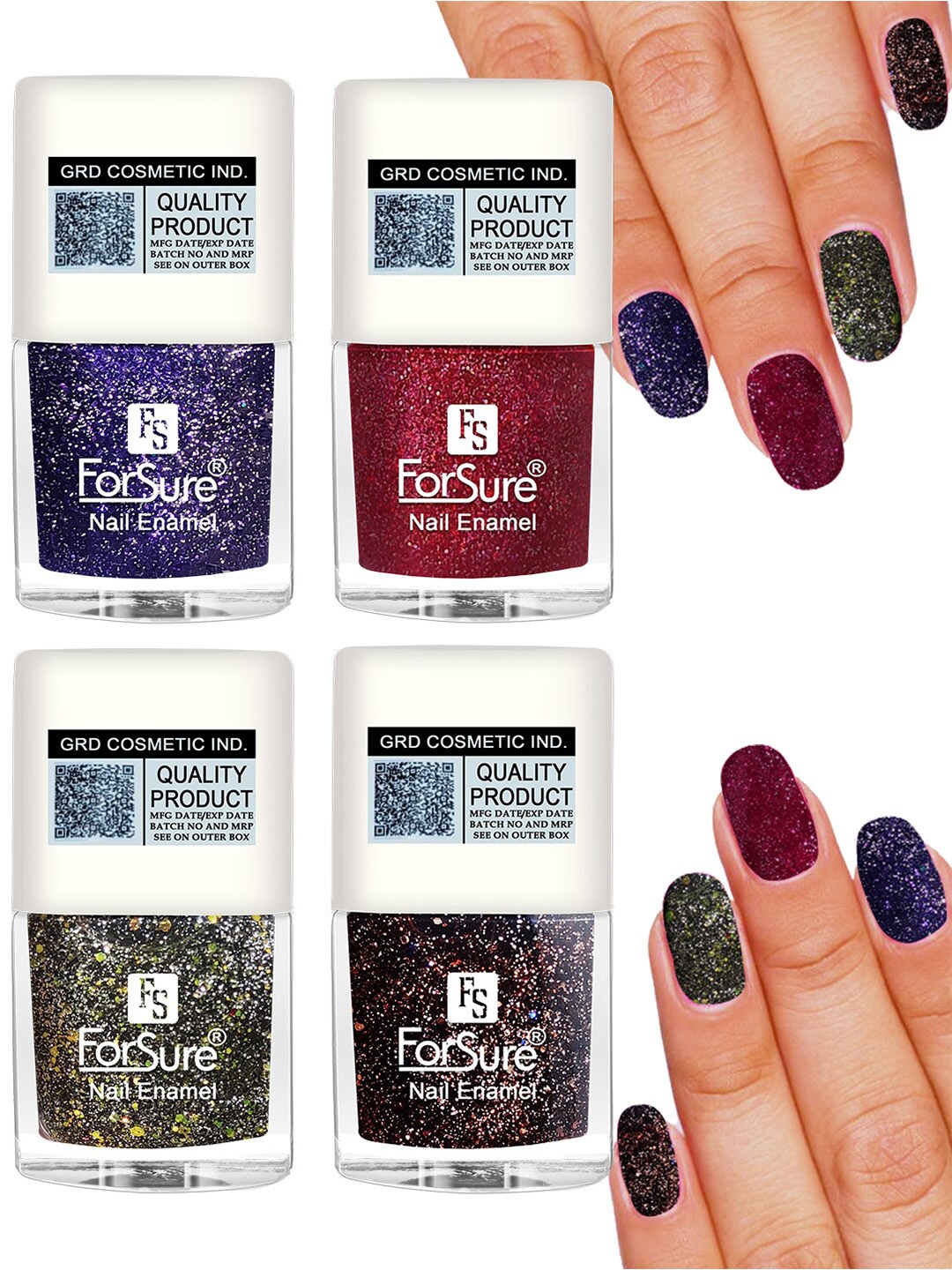 ForSure Set of 4 High Shine Glitter Long Lasting Nail Enamel 5 ml each - Shade 90-91-92-95, Multi
ForSure Set of 4 High Shine Glitter Long Lasting Nail Enamel 5 ml each - Shade 90-91-92-95, Multi
