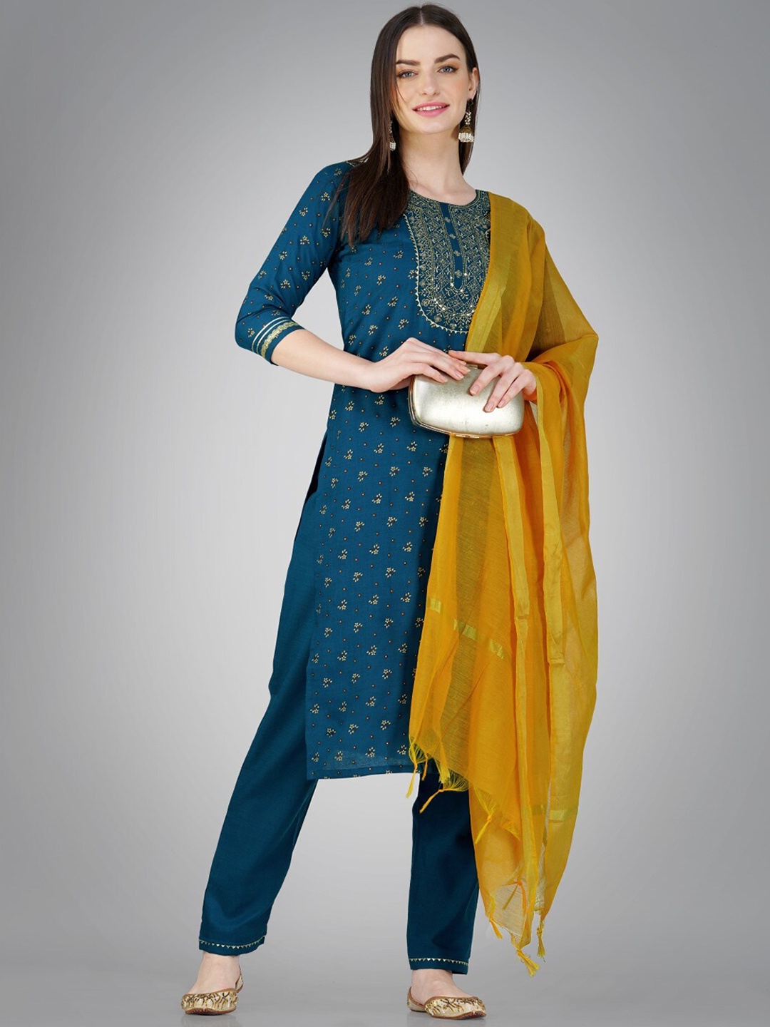 Anouk Blue Ethnic Motifs Printed Zari Sequinned Kurta with Trousers & Dupatta, Navy blue
Anouk Blue Ethnic Motifs Printed Zari Sequinned Kurta with Trousers & Dupatta, Navy blue