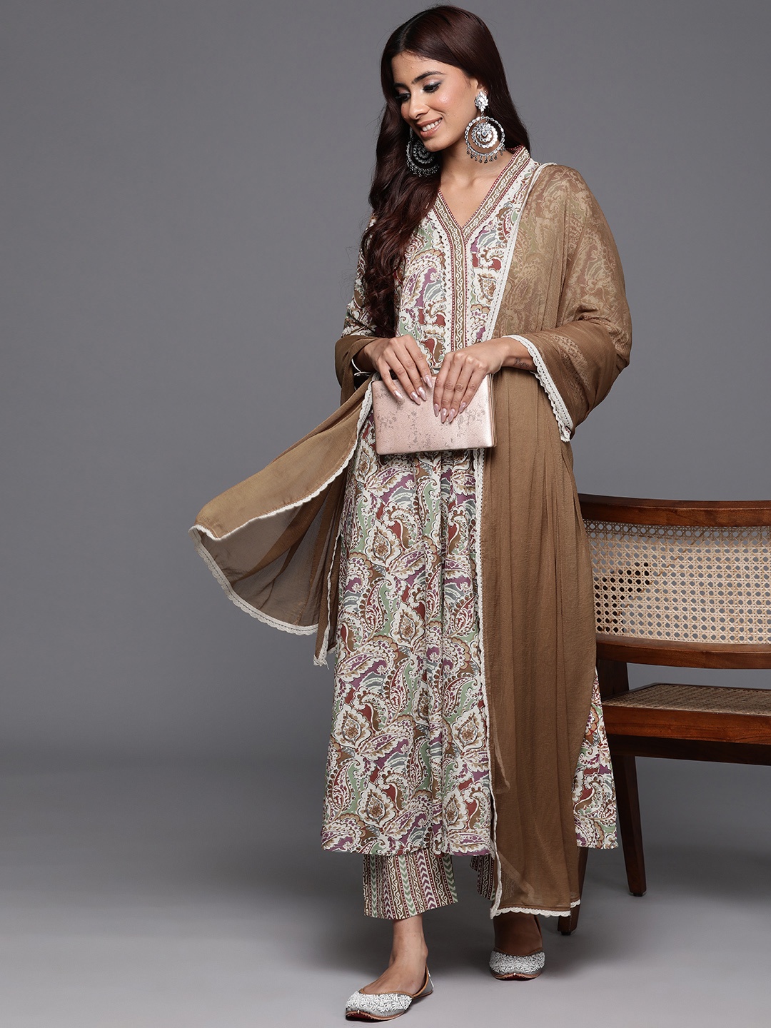 Varanga Ethnic Motifs Printed Pure Cotton Anarkali Kurta with Trousers & Dupatta, Multi
Varanga Ethnic Motifs Printed Pure Cotton Anarkali Kurta with Trousers & Dupatta, Multi