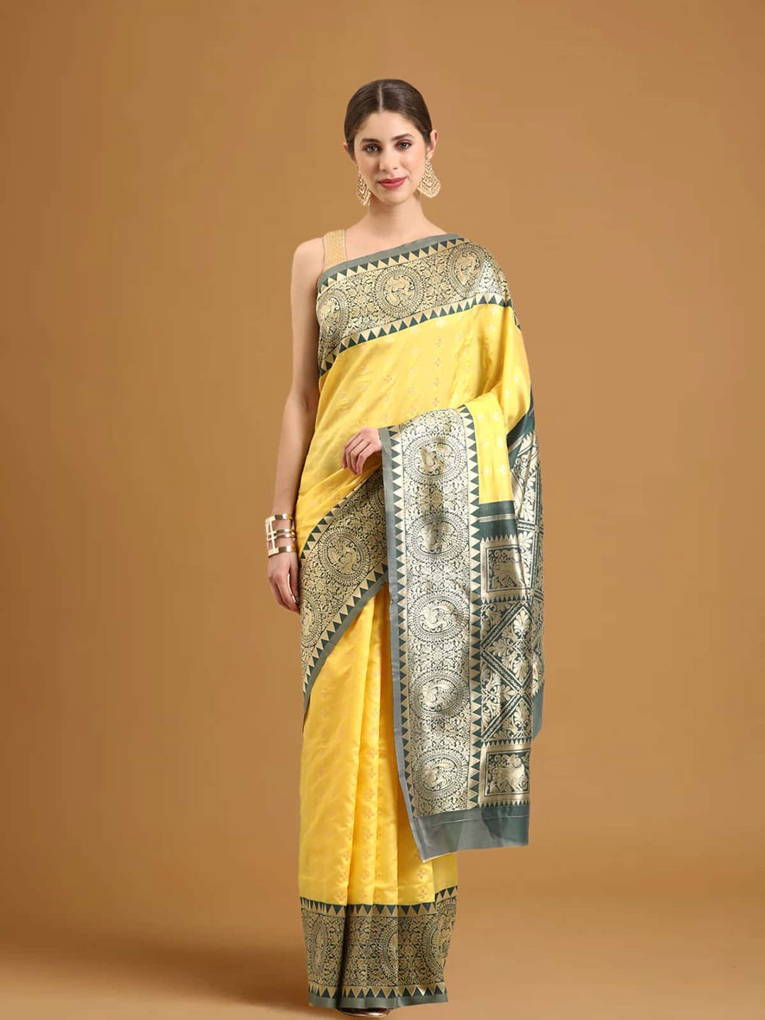 Stylefables Ethnic Motifs Woven Design Zari Saree, Yellow