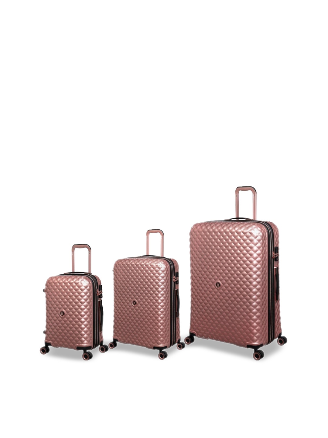 IT luggage Glitzy Set Of 3 Textured Hard-Sided Trolley Bag- 20,24 & 28 inches, Rose gold
IT luggage Glitzy Set Of 3 Textured Hard-Sided Trolley Bag- 20,24 & 28 inches, Rose gold