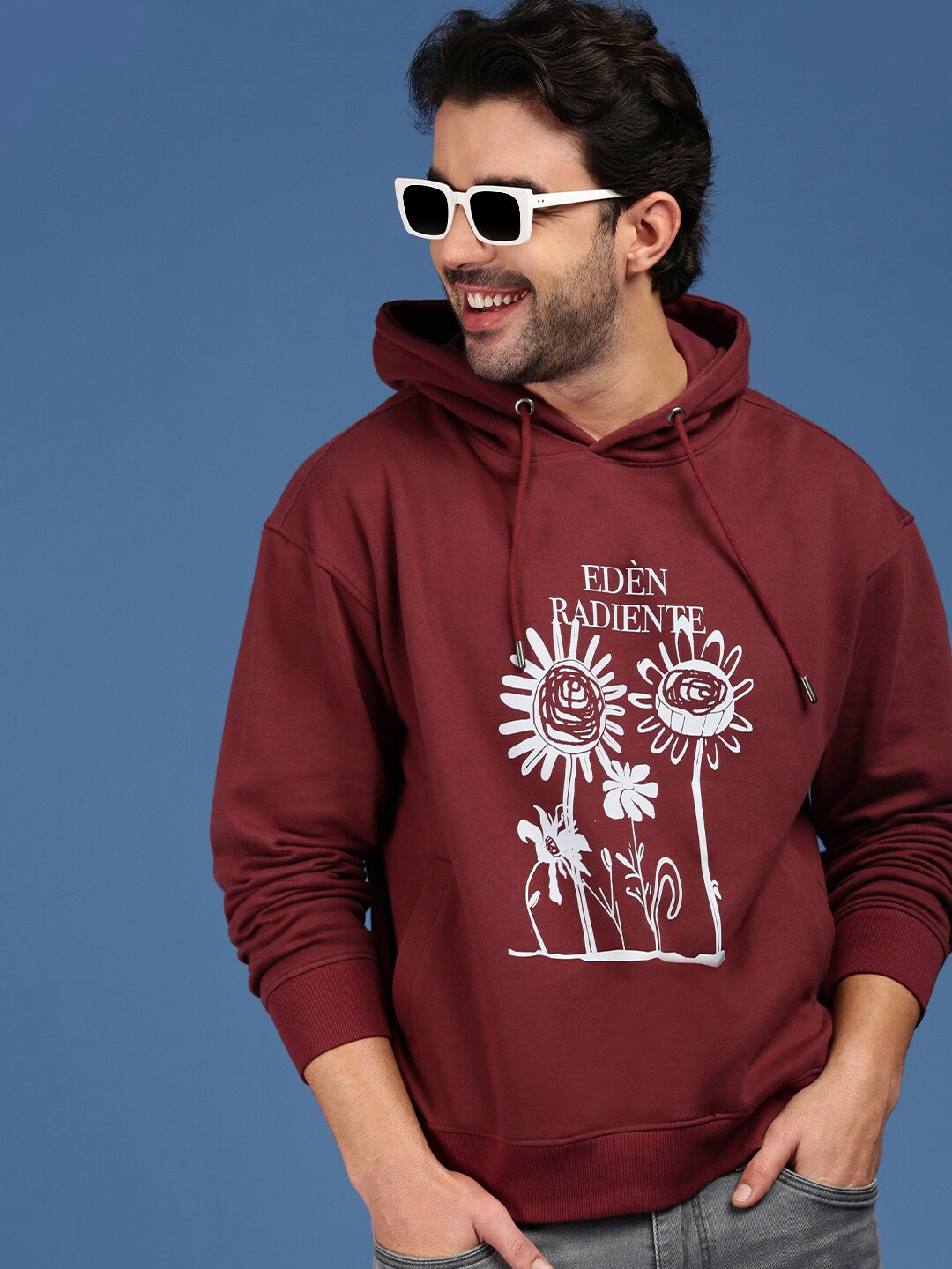 Mast & Harbour Maroon Graphic Printed Hooded Drop Shoulder Sleeves Pure Cotton Sweatshirt
Mast & Harbour Maroon Graphic Printed Hooded Drop Shoulder Sleeves Pure Cotton Sweatshirt