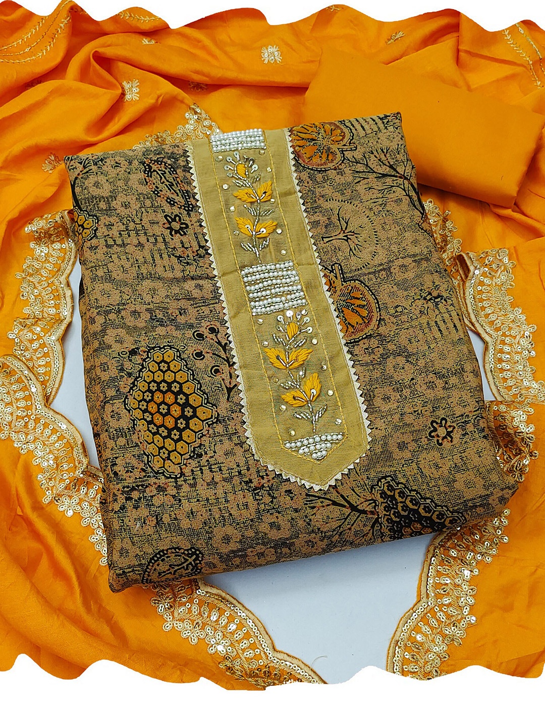 MANVAA Ethnic Motifs Beads & Stones Pure Cotton Unstitched Dress Material, Black
MANVAA Ethnic Motifs Beads & Stones Pure Cotton Unstitched Dress Material, Black