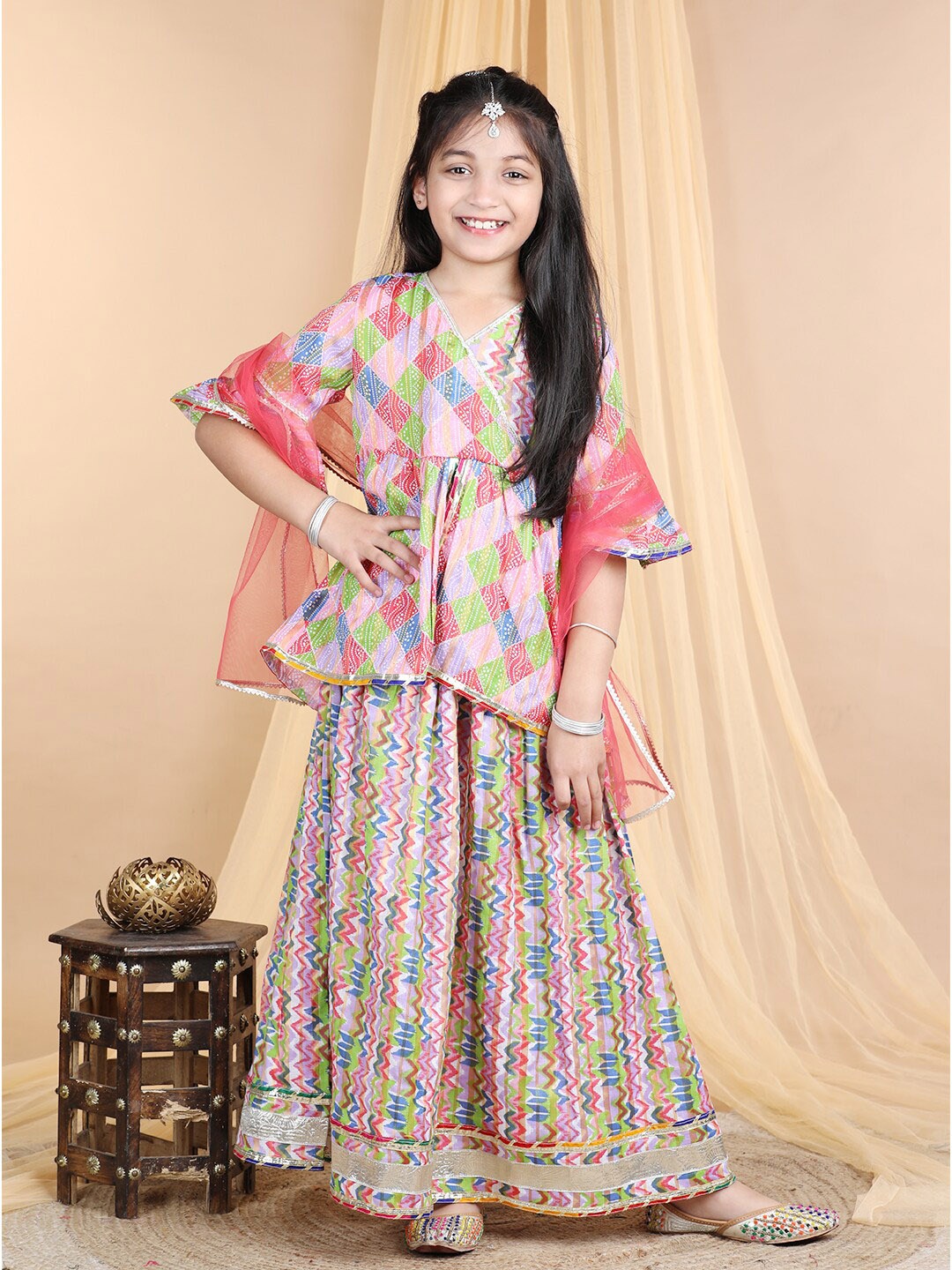 Cutiekins Girls Printed Gotta Patti Ready To Wear Cotton Lehenga & Blouse With Dupatta, Pink
Cutiekins Girls Printed Gotta Patti Ready To Wear Cotton Lehenga & Blouse With Dupatta, Pink