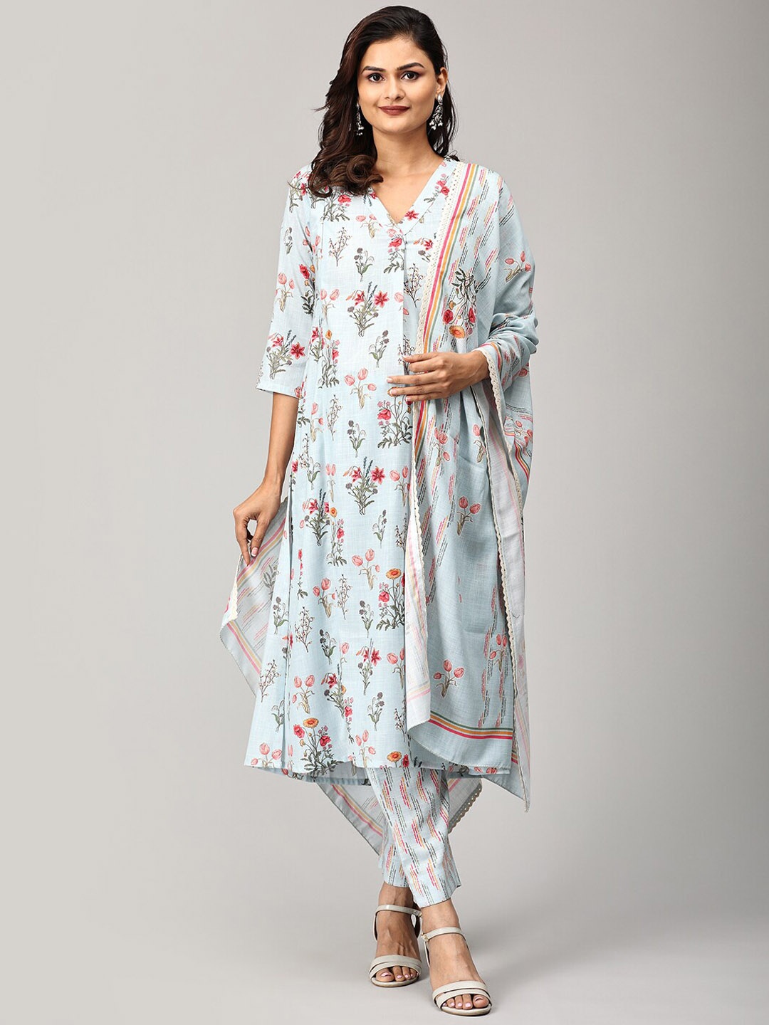 The Mom Store Maternity Floral Printed Pure Cotton Kurta & Trousers With Dupatta, Blue
The Mom Store Maternity Floral Printed Pure Cotton Kurta & Trousers With Dupatta, Blue