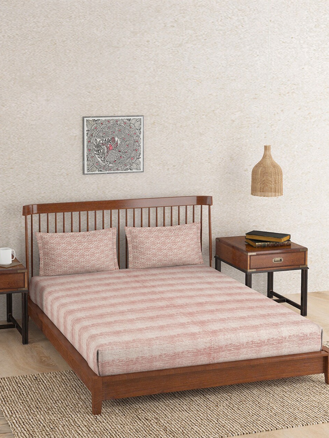 Fabindia Orange & Off White Block Print Cotton 180 TC King Bedsheet with 2 Pillow Covers
Fabindia Orange & Off White Block Print Cotton 180 TC King Bedsheet with 2 Pillow Covers