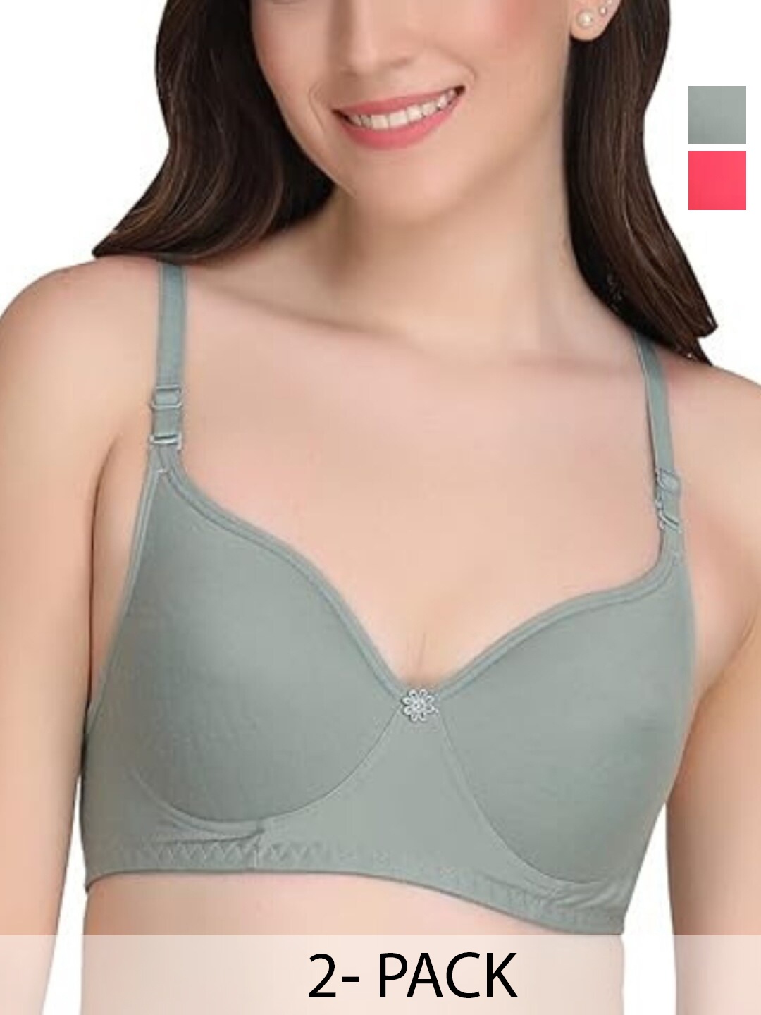 BEWILD Pack of 2 Medium Coverage Lightly Padded Rapid Dry Bra with All Day Comfort, Grey
BEWILD Pack of 2 Medium Coverage Lightly Padded Rapid Dry Bra with All Day Comfort, Grey