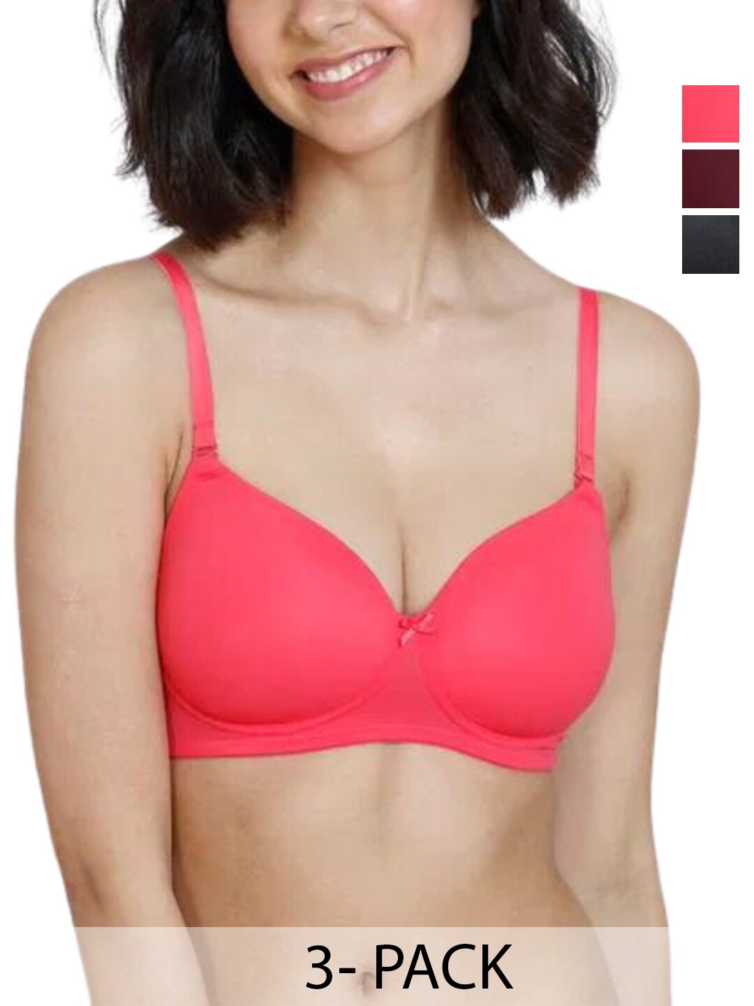 BEWILD Pack of 3 Medium Coverage Lightly Padded Rapid Dry Bra with All Day Comfort, Coral
BEWILD Pack of 3 Medium Coverage Lightly Padded Rapid Dry Bra with All Day Comfort, Coral
