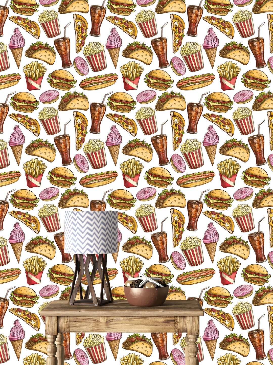 DWELLSINDIA White & Yellow Fast Food-Printed Self-Adhesive Waterproof Laminated Wallpaper
DWELLSINDIA White & Yellow Fast Food-Printed Self-Adhesive Waterproof Laminated Wallpaper