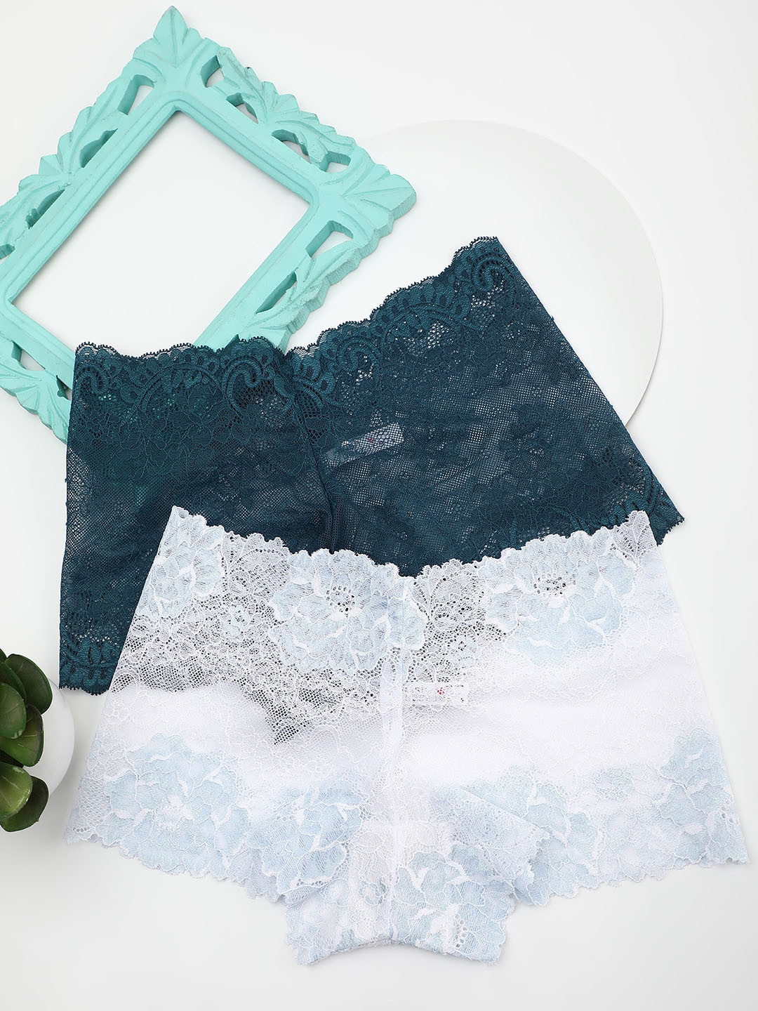 LULU & SKY Pack Of 2 Self Design Lace Boy Short Briefs, Green
LULU & SKY Pack Of 2 Self Design Lace Boy Short Briefs, Green