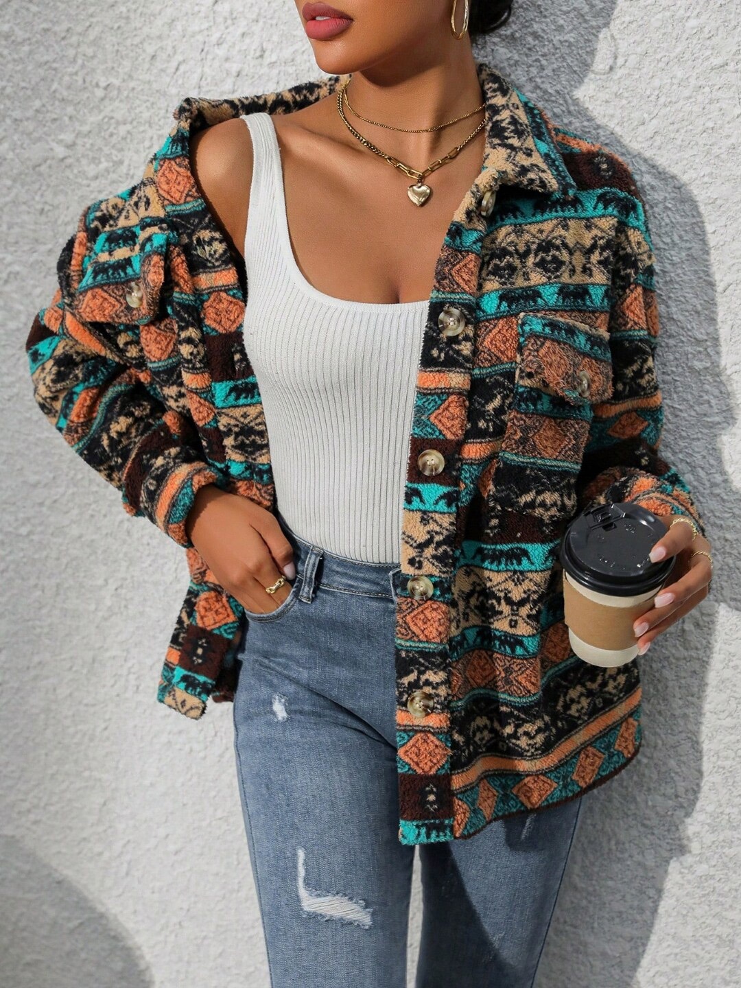 Stylecast X KPOP Black & Blue Ethnic Motifs Printed Shirt Collar Long Sleeves Shacket
Stylecast X KPOP Black & Blue Ethnic Motifs Printed Shirt Collar Long Sleeves Shacket
