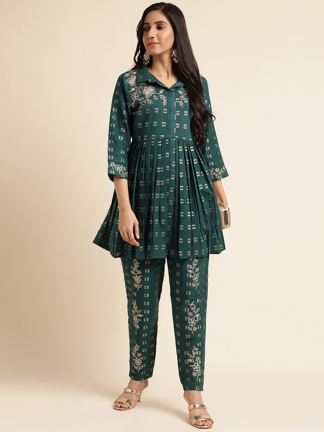 FABMORA Geometric Printed Embroidered Organic Cotton Tunic With Trouser Co-ords, Green
FABMORA Geometric Printed Embroidered Organic Cotton Tunic With Trouser Co-ords, Green