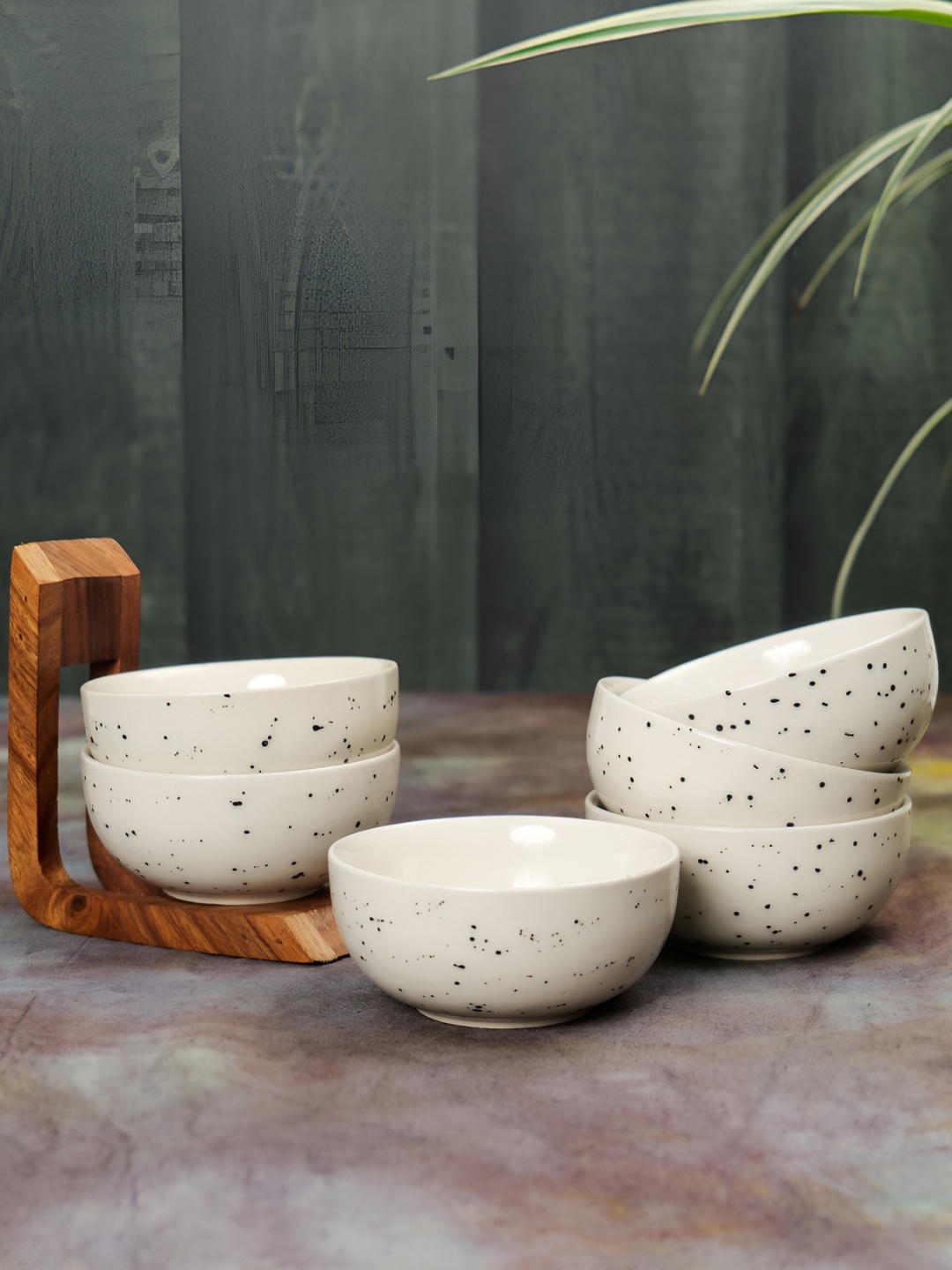 

ARTYSTA BEAUTIFYING LIVES Cream & Black 6 Pieces Printed Ceramic Glossy Bowls