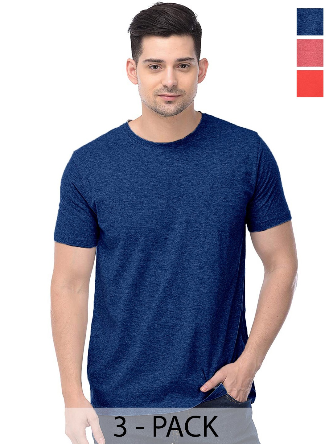 COLOR CAPITAL Pack Of 3 Round Neck Short Sleeves Cotton T-shirts, Navy blue
COLOR CAPITAL Pack Of 3 Round Neck Short Sleeves Cotton T-shirts, Navy blue