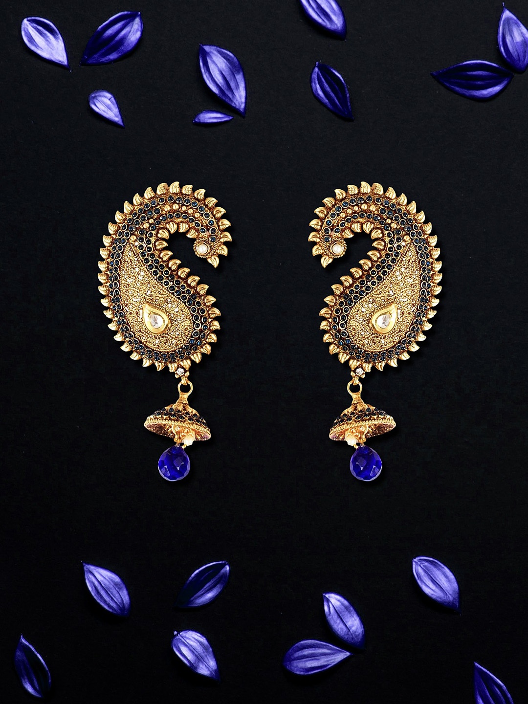 Adwitiya Collection Gold-Plated Stone-Studed & Pearl Beaded Paisley Shaped Drop Earrings
Adwitiya Collection Gold-Plated Stone-Studed & Pearl Beaded Paisley Shaped Drop Earrings