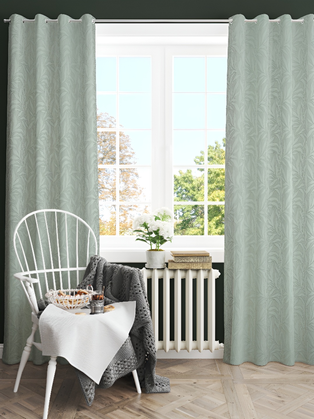 luchom Grey Set of 2 Embroidered Room Darkening Door Core