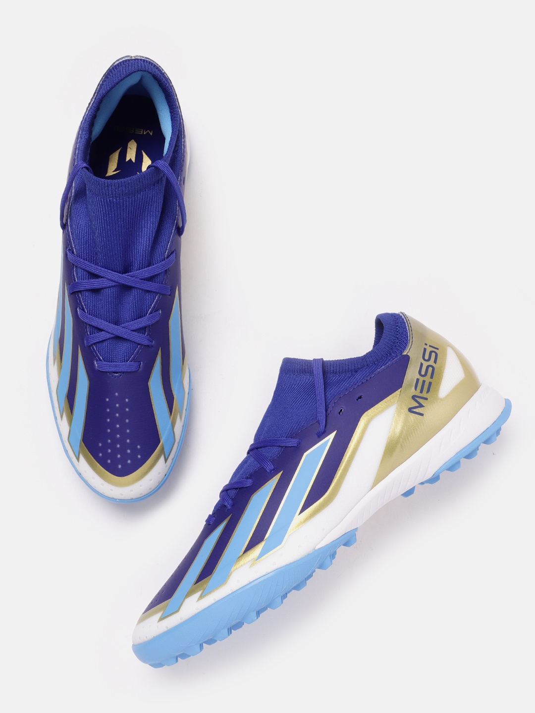ADIDAS Unisex Striped Detail Round-Toe X Crazyfast Messi League Turf Football Shoes, Blue
ADIDAS Unisex Striped Detail Round-Toe X Crazyfast Messi League Turf Football Shoes, Blue