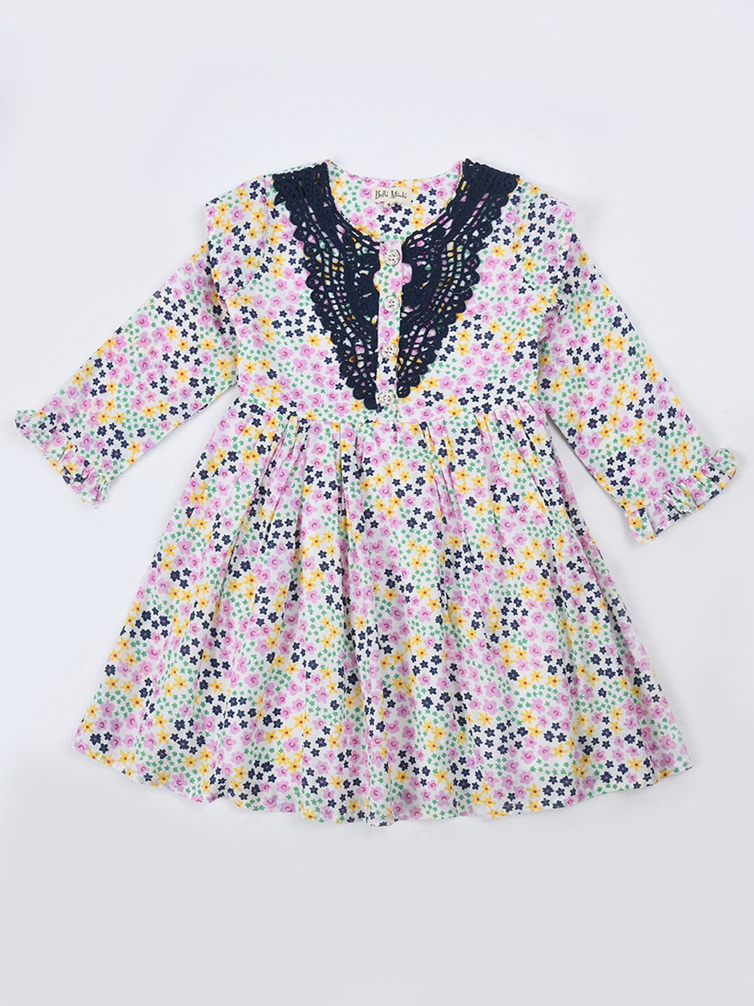 Bella Moda Girls Floral Printed Gathered Detailed Pure Cotton Fit & Flare Dress, White
Bella Moda Girls Floral Printed Gathered Detailed Pure Cotton Fit & Flare Dress, White