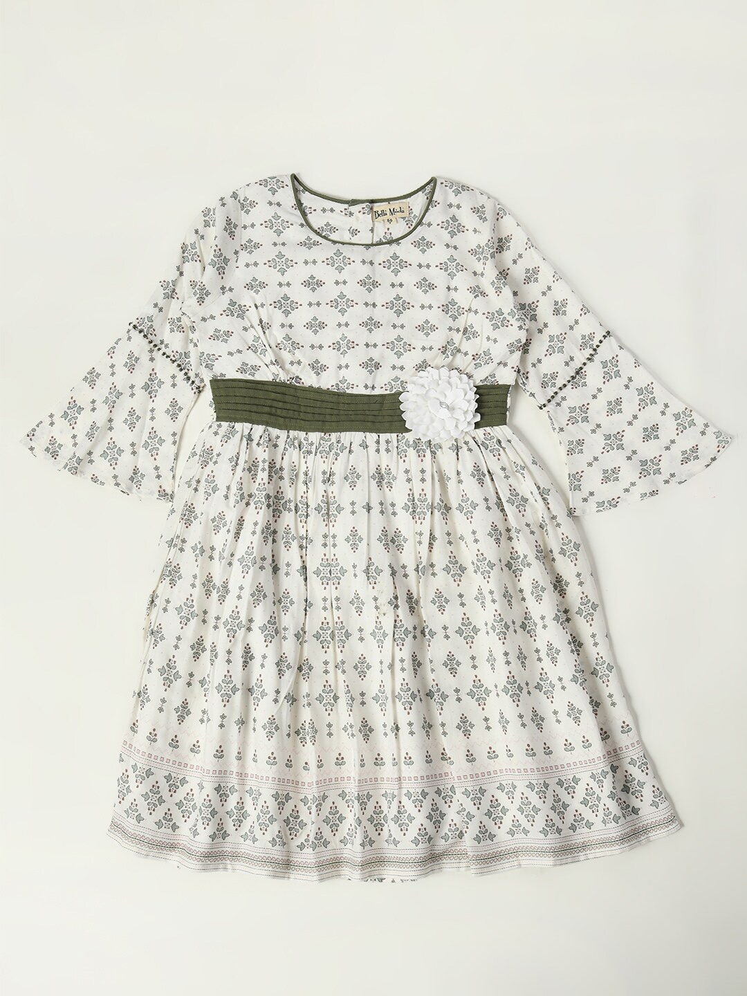 Bella Moda Girls Ethnic Motifs Printed Gathered Detailed Pure Cotton Fit & Flare Dress, White
Bella Moda Girls Ethnic Motifs Printed Gathered Detailed Pure Cotton Fit & Flare Dress, White