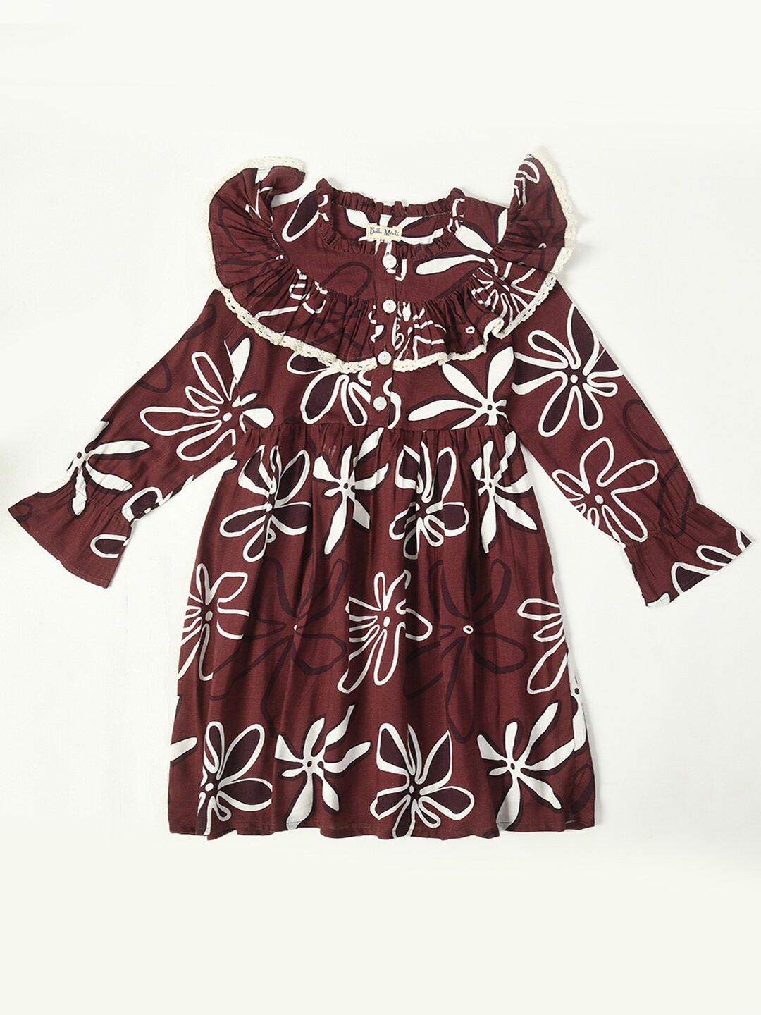 Bella Moda Girls Floral Printed Gathered Detailed Pure Cotton Fit & Flare Dress, Brown
Bella Moda Girls Floral Printed Gathered Detailed Pure Cotton Fit & Flare Dress, Brown