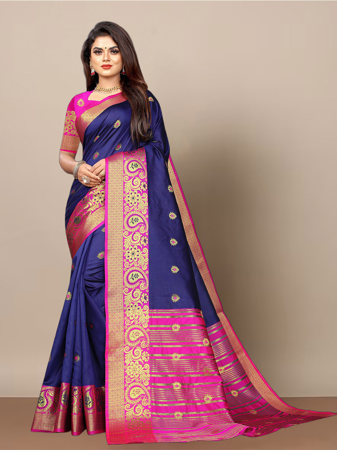 KALINI Ethnic Motifs Woven Designed Zari Banarasi Saree, Blue
KALINI Ethnic Motifs Woven Designed Zari Banarasi Saree, Blue