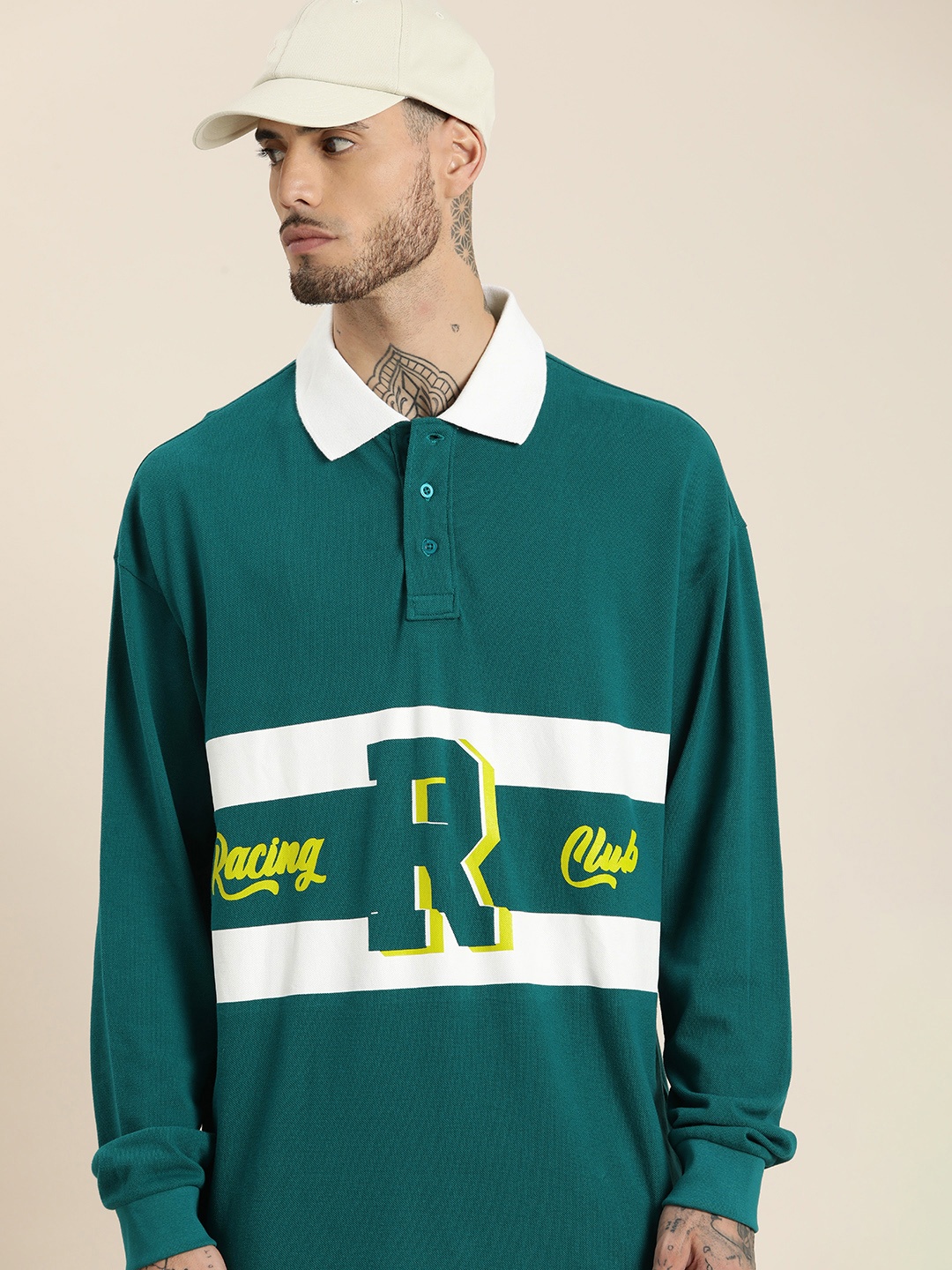 HERE&NOW Typography Printed Striped Polo Collar Drop-Shoulder Sleeves Pure Cotton T-shirt, Green
HERE&NOW Typography Printed Striped Polo Collar Drop-Shoulder Sleeves Pure Cotton T-shirt, Green