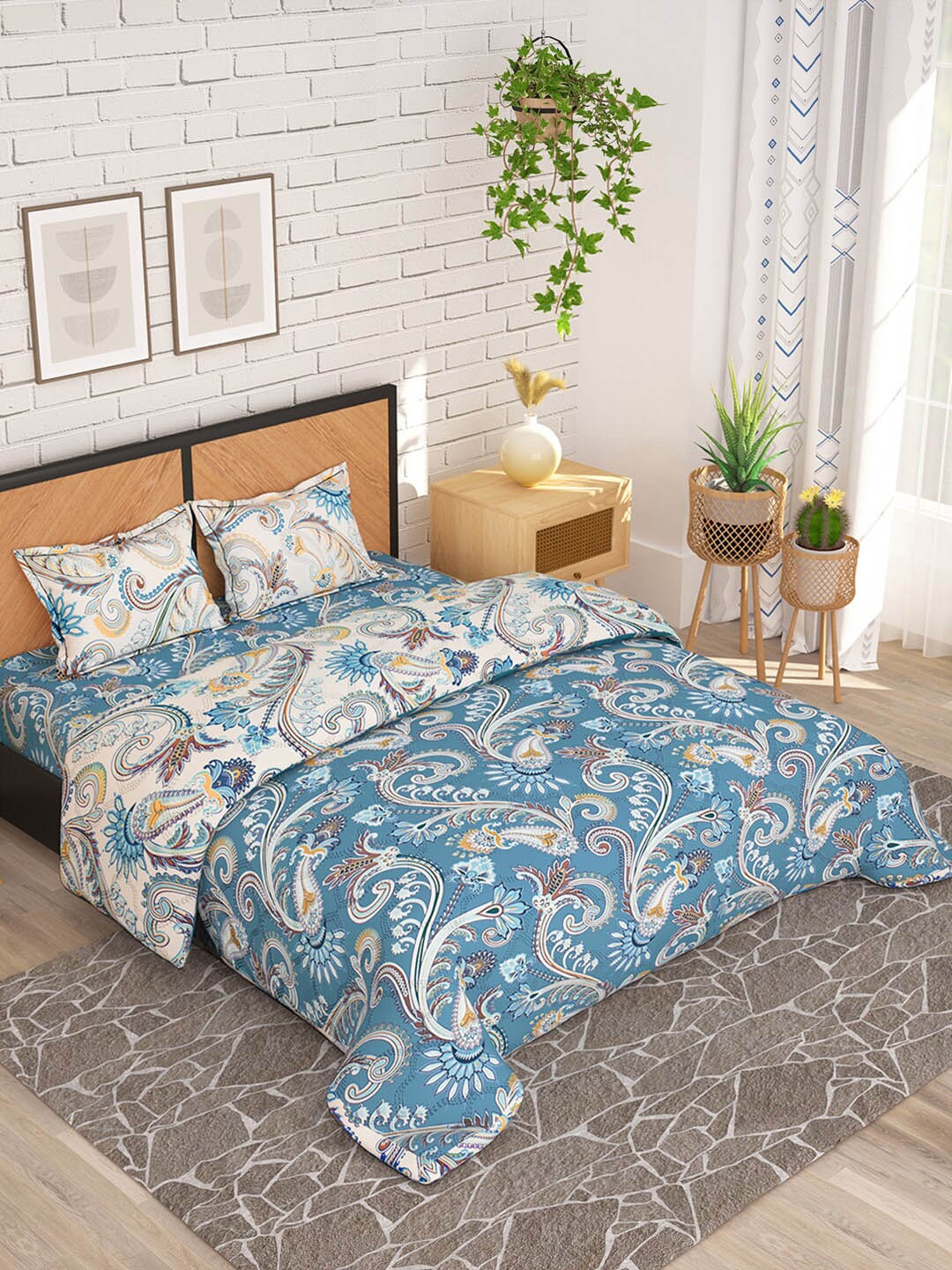 Story@home Blue & Off White 4 Pieces Ethnic Printed Microfiber Double Queen Bedding Set
Story@home Blue & Off White 4 Pieces Ethnic Printed Microfiber Double Queen Bedding Set