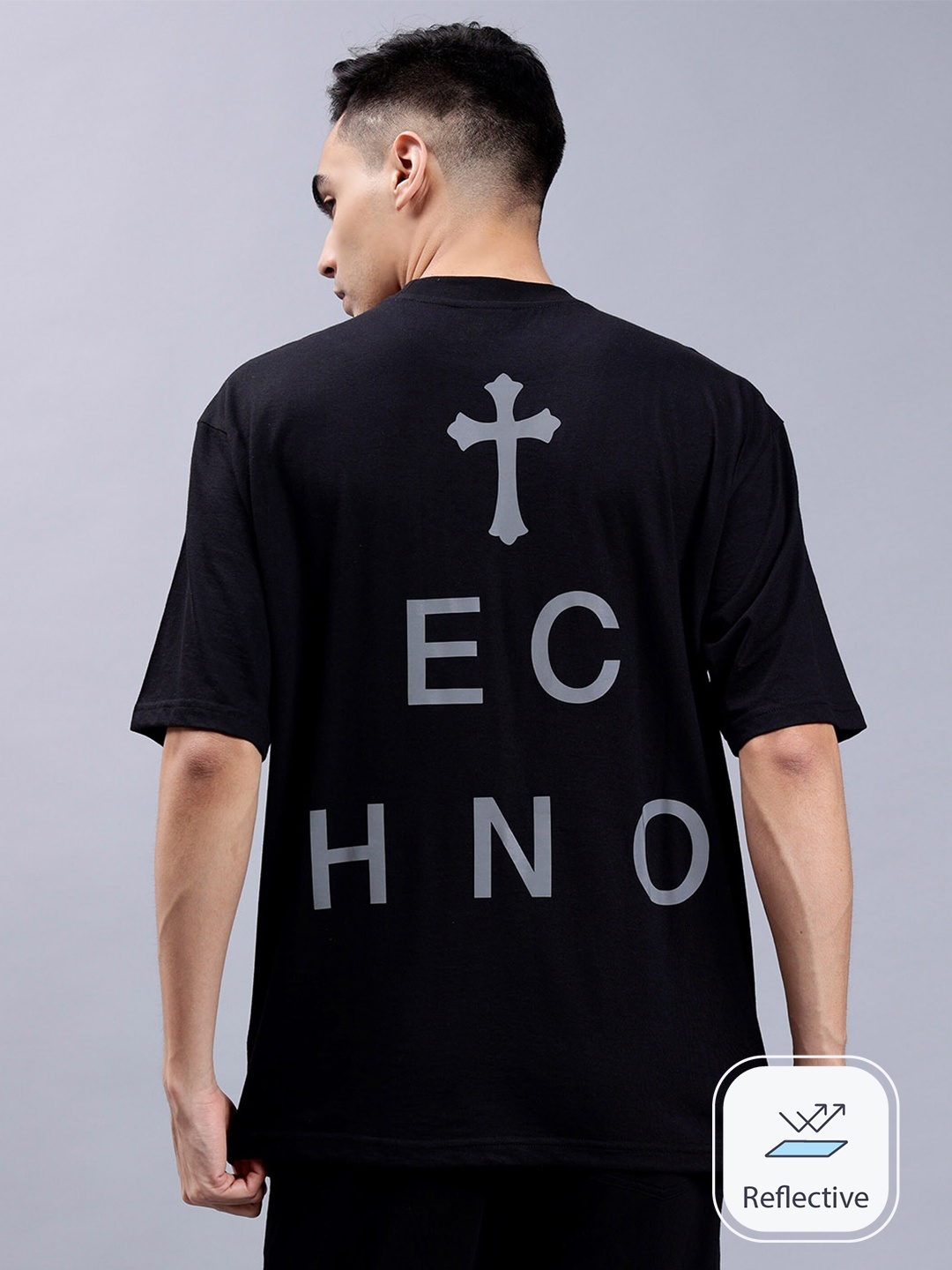 WEARDUDS Faith In Techno Printed Pure Cotton Reflecting Oversized T-Shirt, Black
WEARDUDS Faith In Techno Printed Pure Cotton Reflecting Oversized T-Shirt, Black