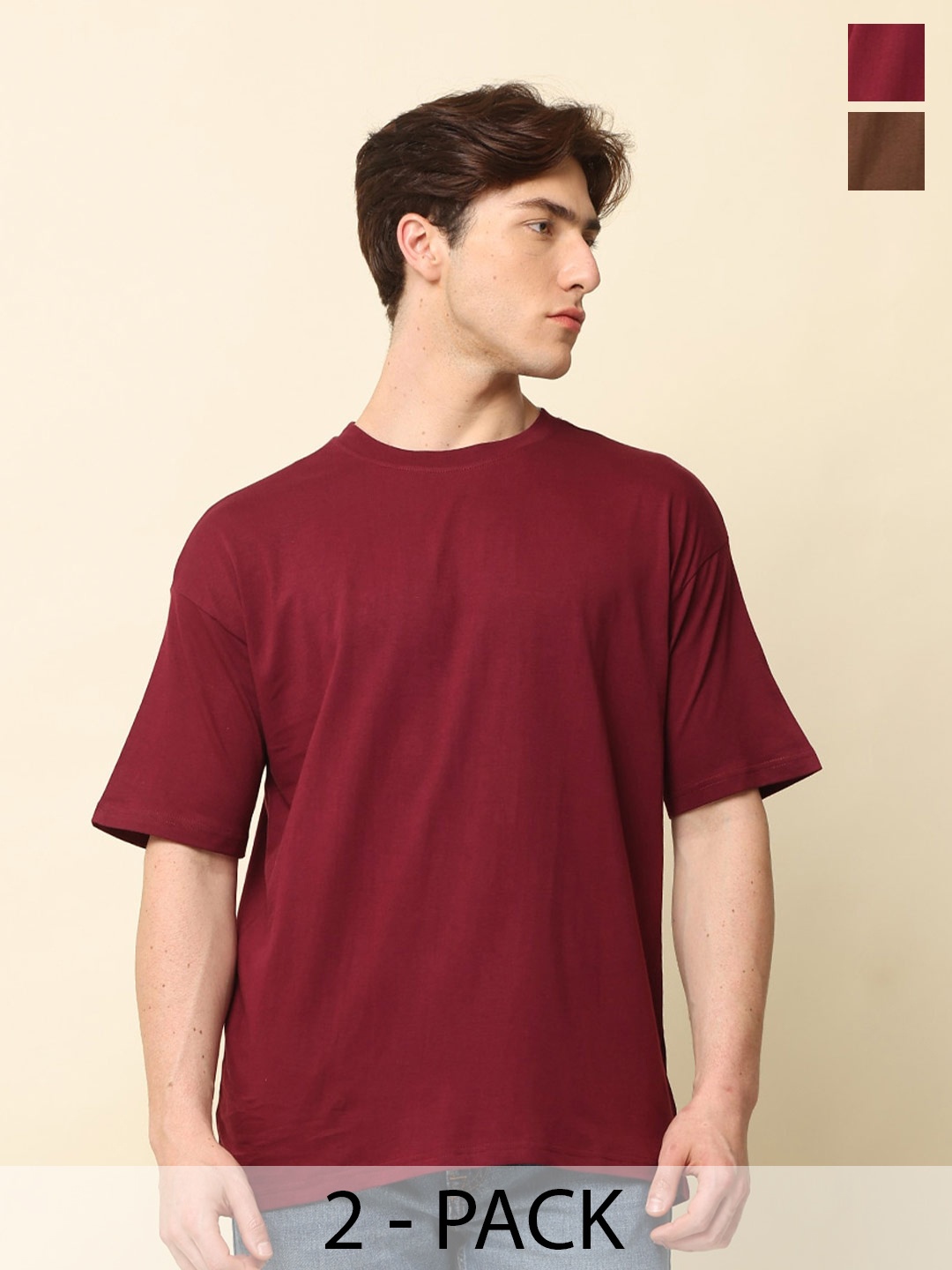 SILISOUL Pack of 2 Drop Shoulder Sleeves Bio Finish Oversized Pure Cotton T-shirts, Maroon
SILISOUL Pack of 2 Drop Shoulder Sleeves Bio Finish Oversized Pure Cotton T-shirts, Maroon