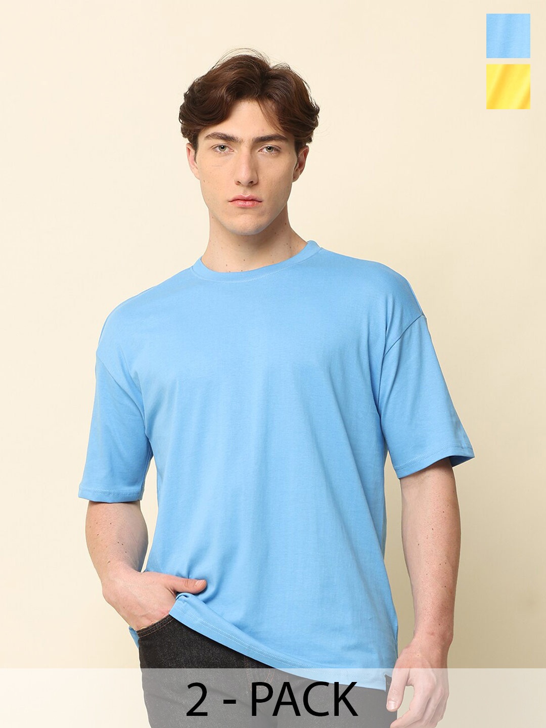 SILISOUL Pack of 2 Drop Shoulder Sleeves Bio Finish Oversized Pure Cotton T-shirts, Yellow
SILISOUL Pack of 2 Drop Shoulder Sleeves Bio Finish Oversized Pure Cotton T-shirts, Yellow